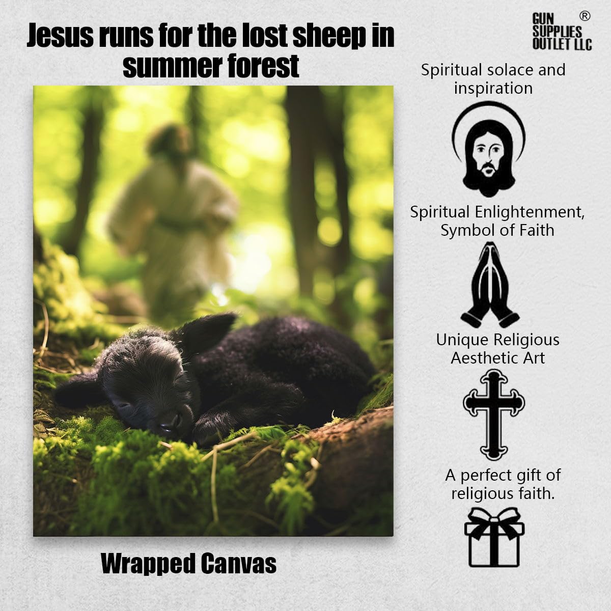 Jesus And Lamb Canvas Wall Art Jesus Runs For The Lost Sheep In Summer Forest Picture Wall Art Canvas Print Christian Home Decor