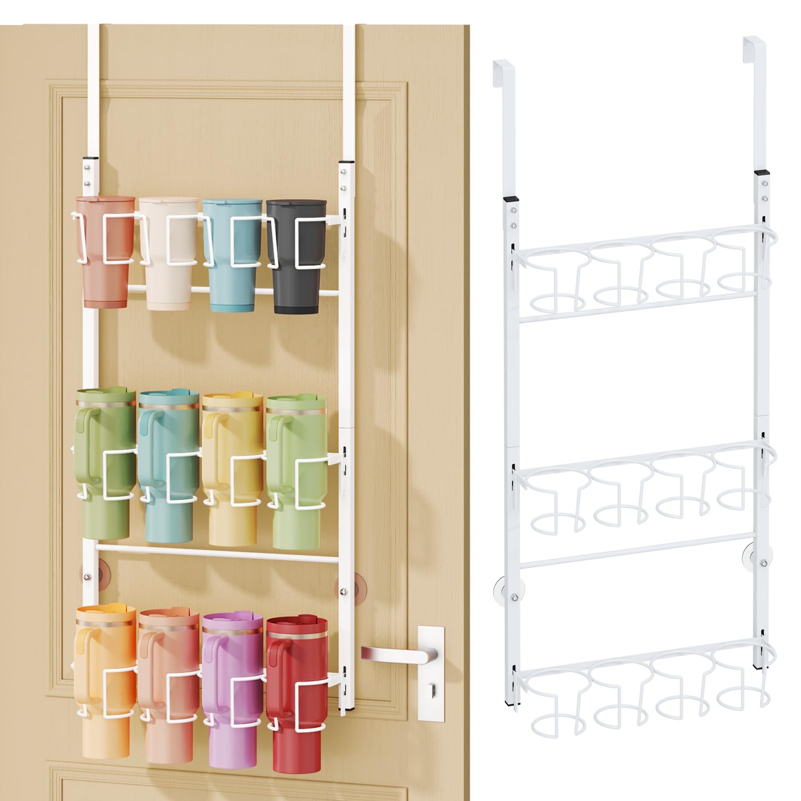 SWTYMIKI 3Tier Water Bottle Organizer  Over the Door Stanley Cup Holder, Cup Organizer for Door or Wall Mount Option, Stanley 