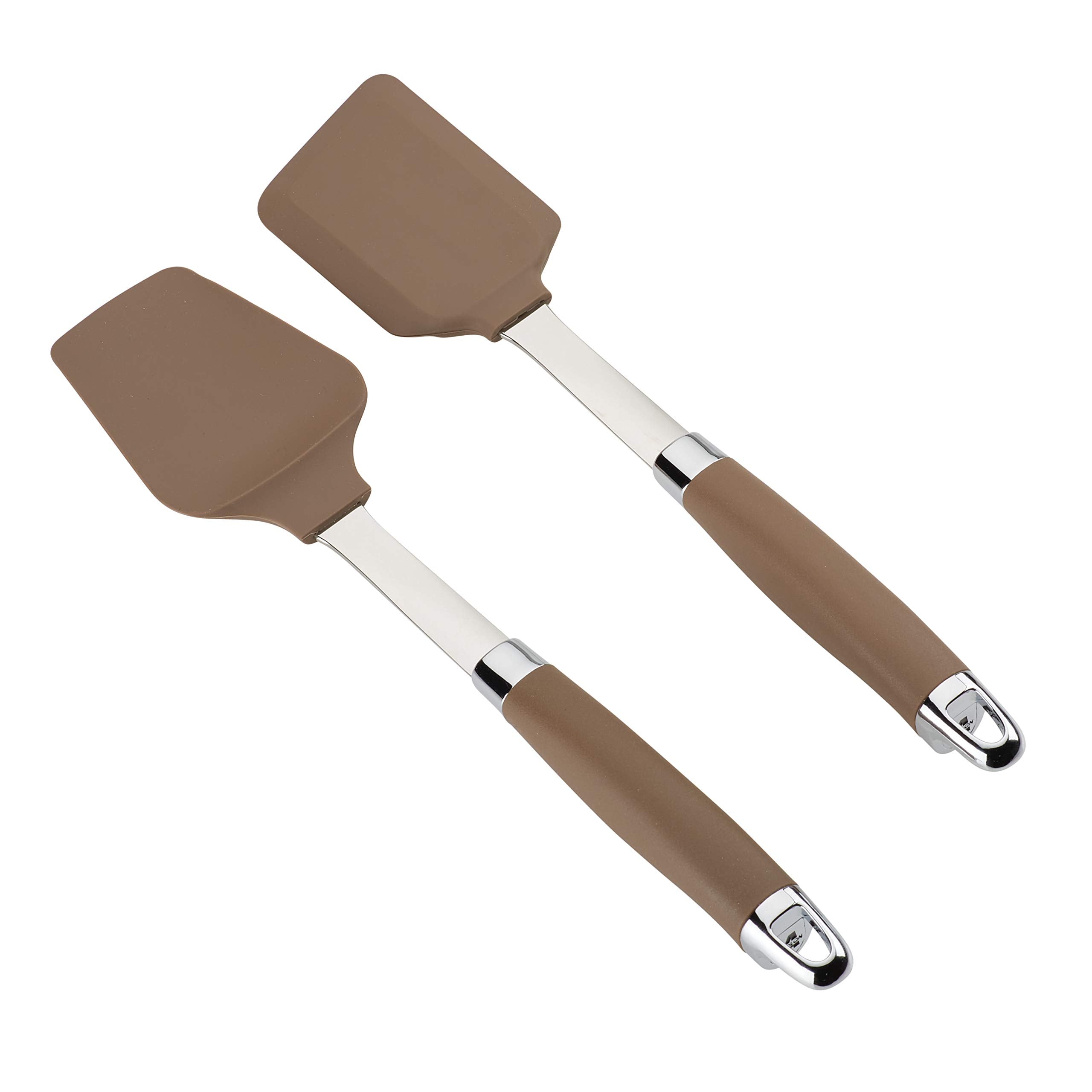 Anolon Suregrip Nonstick Silicone Spatula And Spoonula Set/Cooking Utensils, 2 Piece, Bronze