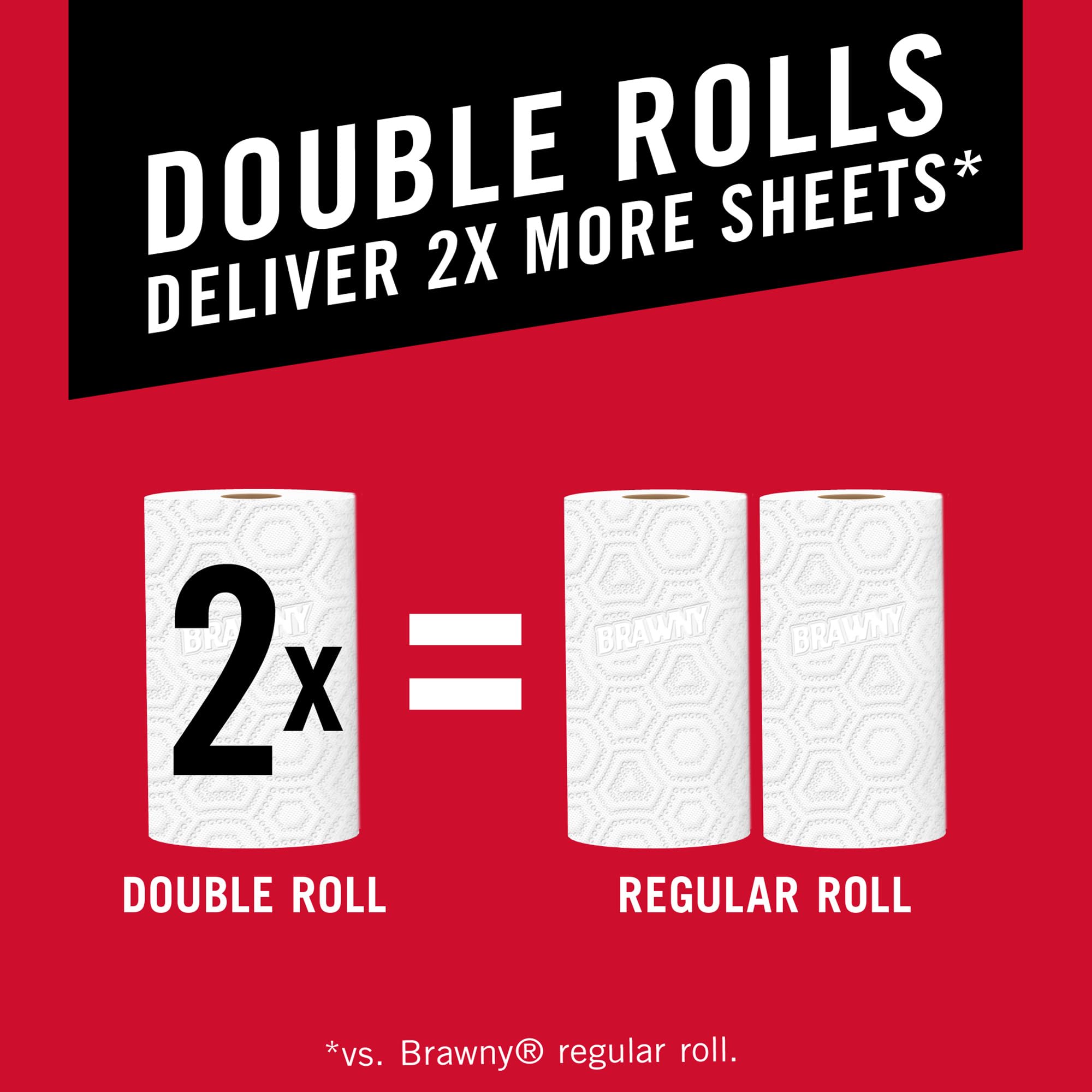 Brawny Tear-A-Square Paper Towels, 4 Double Rolls = 8 Regular Rolls