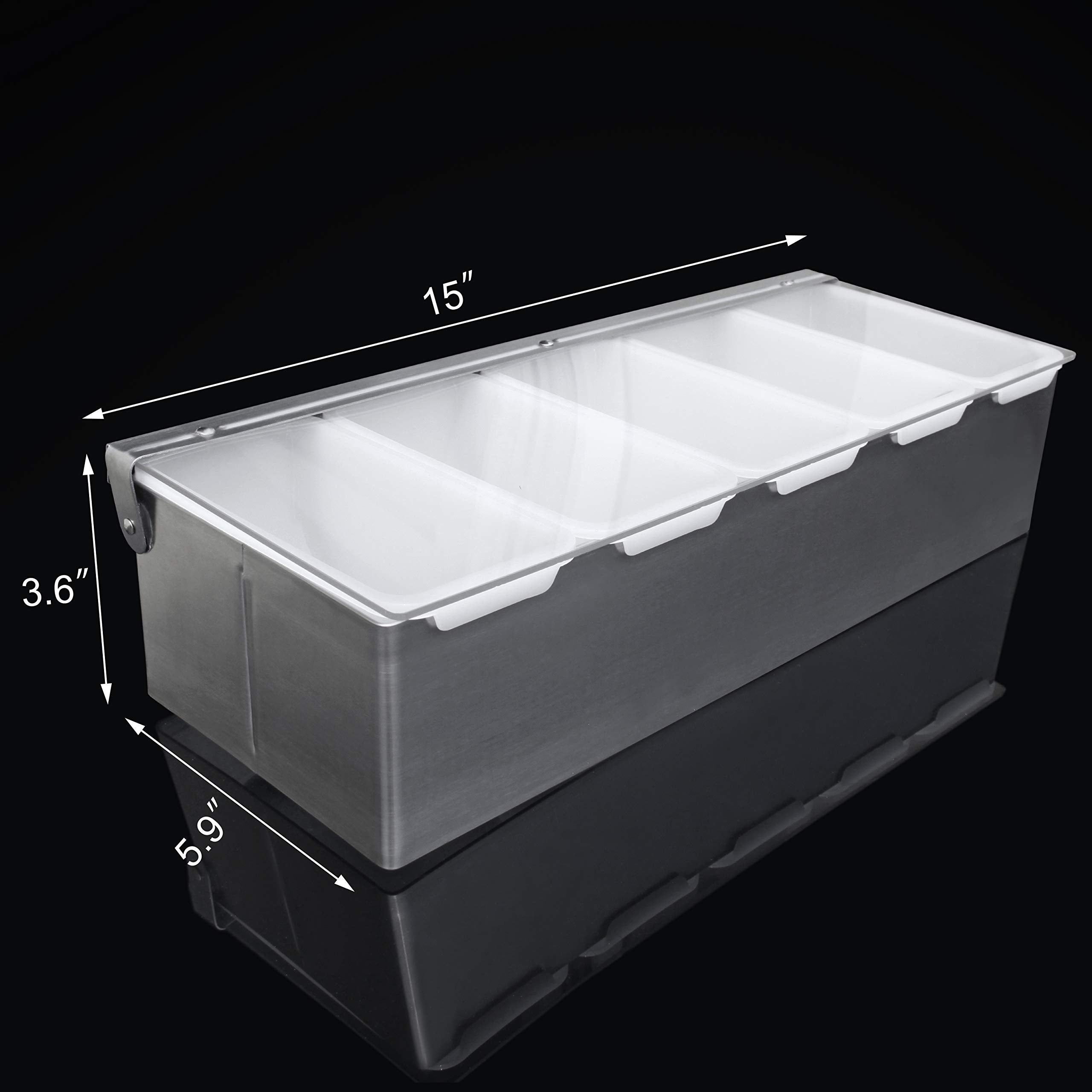 New Star Foodservice 48032 Stainless Steel Condiment Dispenser With 5 Compartments (No Ice Tray Included)