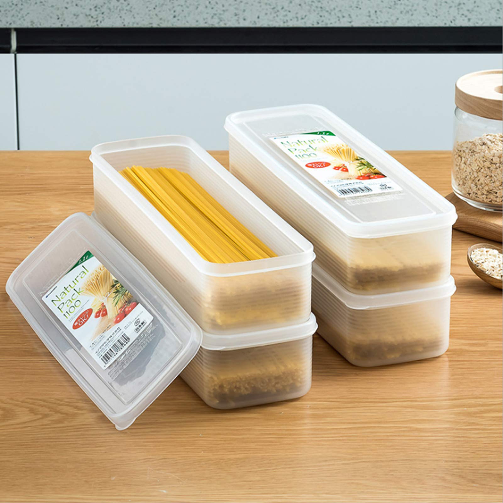 2Pcs Pasta Storage Container Kitchen Spaghetti Food Storage Box - Noodle Canister With Lid For Spaghetti, Noodles, Pasta, Eggs,