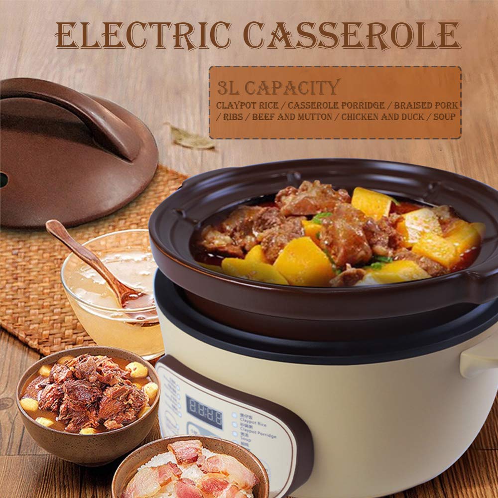 Tianji Dsg-Tz30 Electric Clay Pot Slow Cooker For Claypot Rice And Casserole Porridge, Ceramic Casserole Cooking Pot With Unglaz