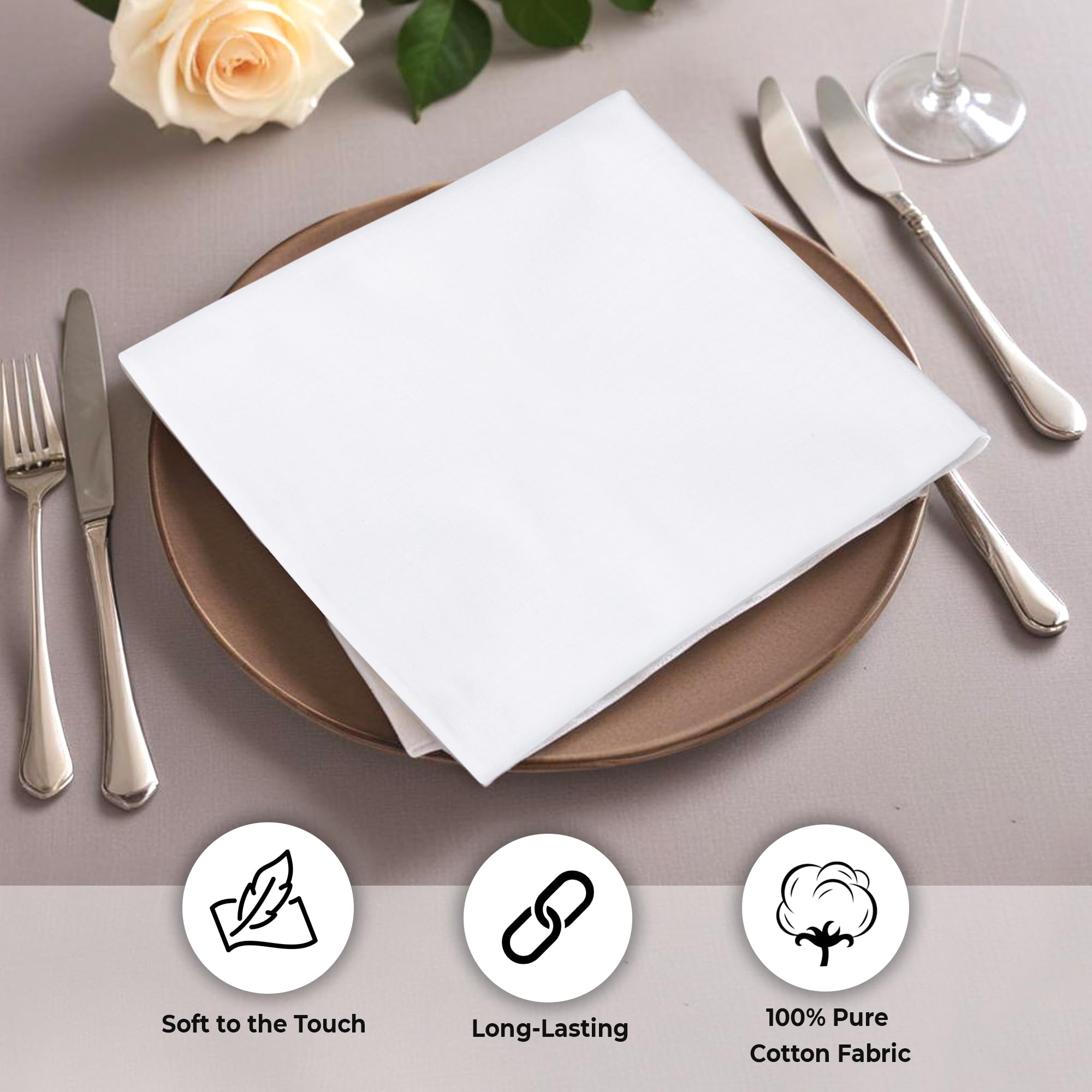 Urban Villa (Set Of 12) Dinner Napkins Solid White Color Cloth Napkins 100% Cotton Dinner Napkins Size 18X18 Inches Cloth Napkin