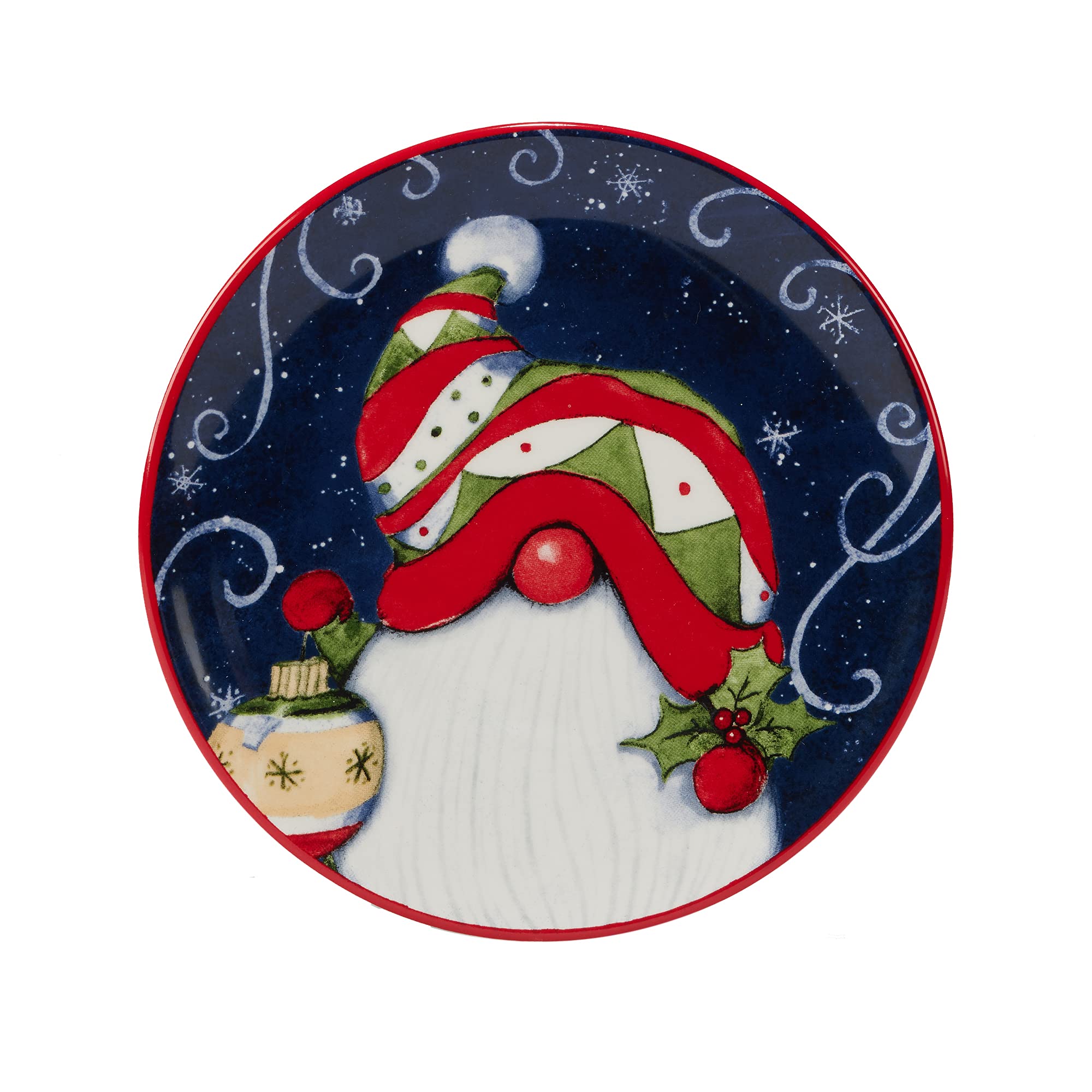 Certified International Holiday Magic Gnomes 6'' Canape/Luncheon/Snack Plates, Multicolor, Small, Set Of 4