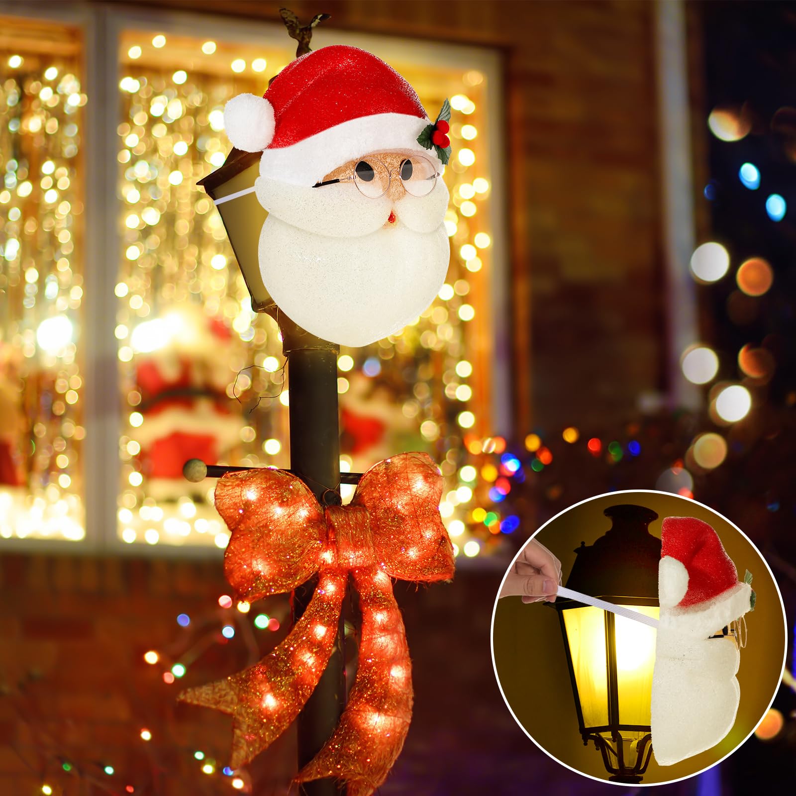 Mudder 1 Pcs Christmas Porch Light Covers Christmas Outdoor Hanging Decorations Flexible Outdoor Light Cover for Winter Xmas Por