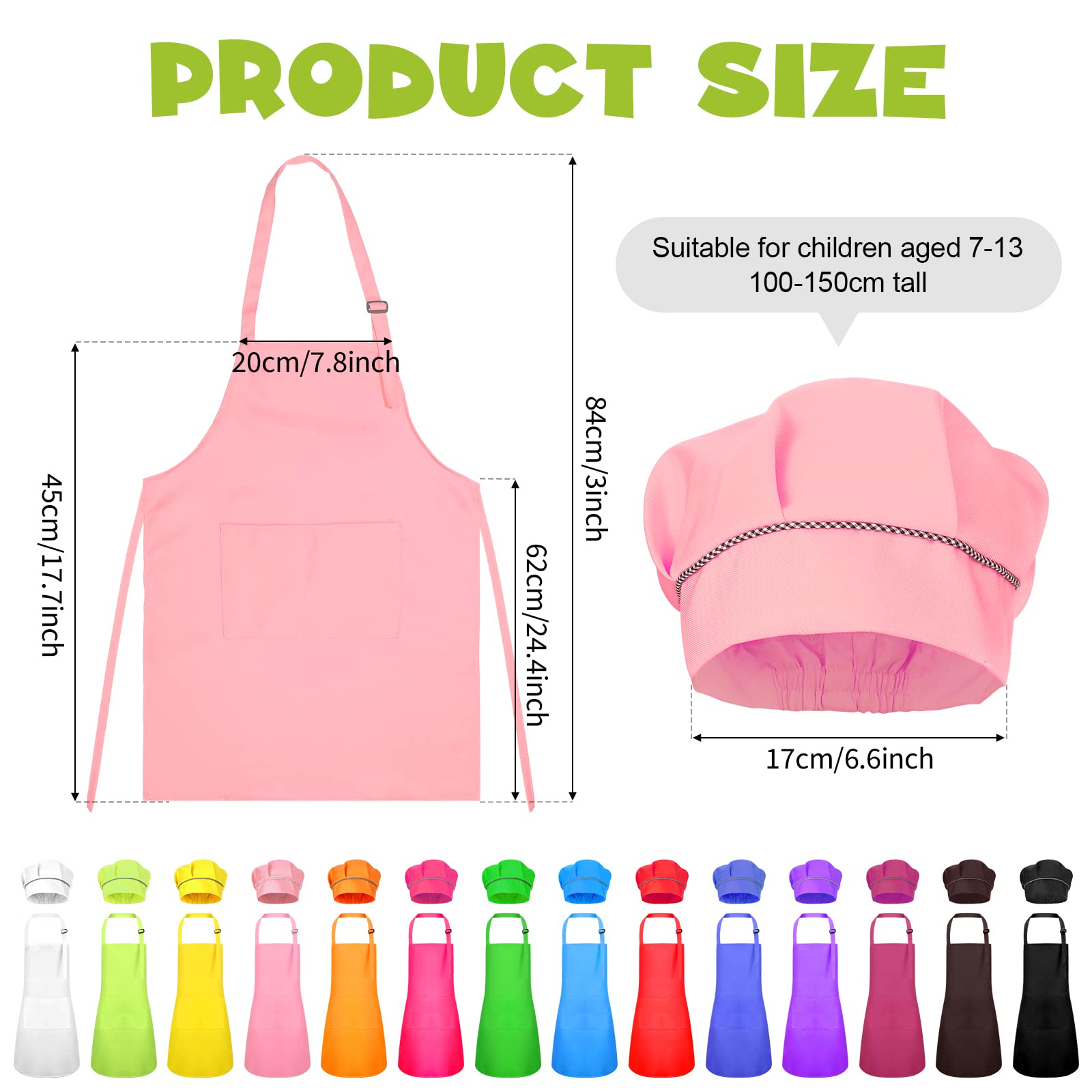 28 Pcs Kids Apron Bulk Chef Hat Set, Adjustable Children'S Bib Apron Boys Girls Aprons With 2 Pockets Chef Costume (Multicolor)
