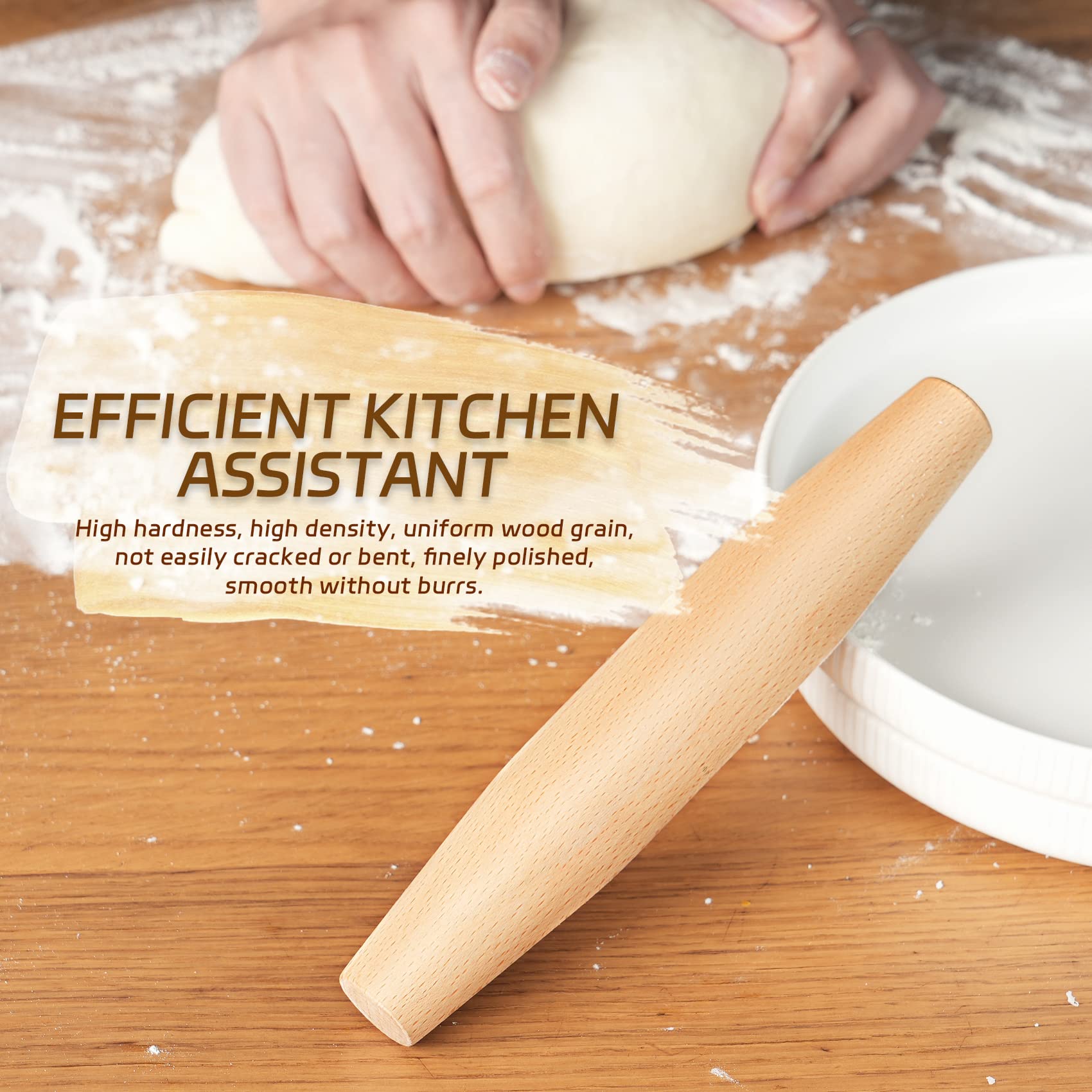 French Rolling Pin For Baking - Ampseven Wooden Rolling Pin Dough Roller For Pizza Fondant Pasta Dumpling Tortillas (20Cm(7.9Inc