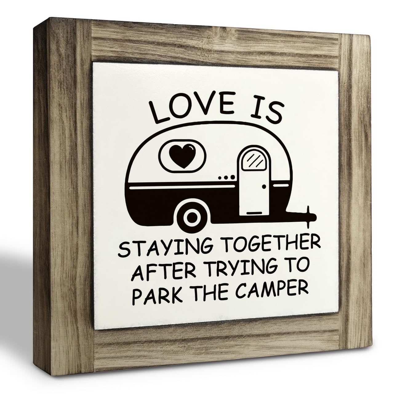Camper Wood Plaque Sign, Love is Staying Together Parking the Camper, Box Wood Plaques Desk D  cor, Camper Wooden Plaque Signs, 