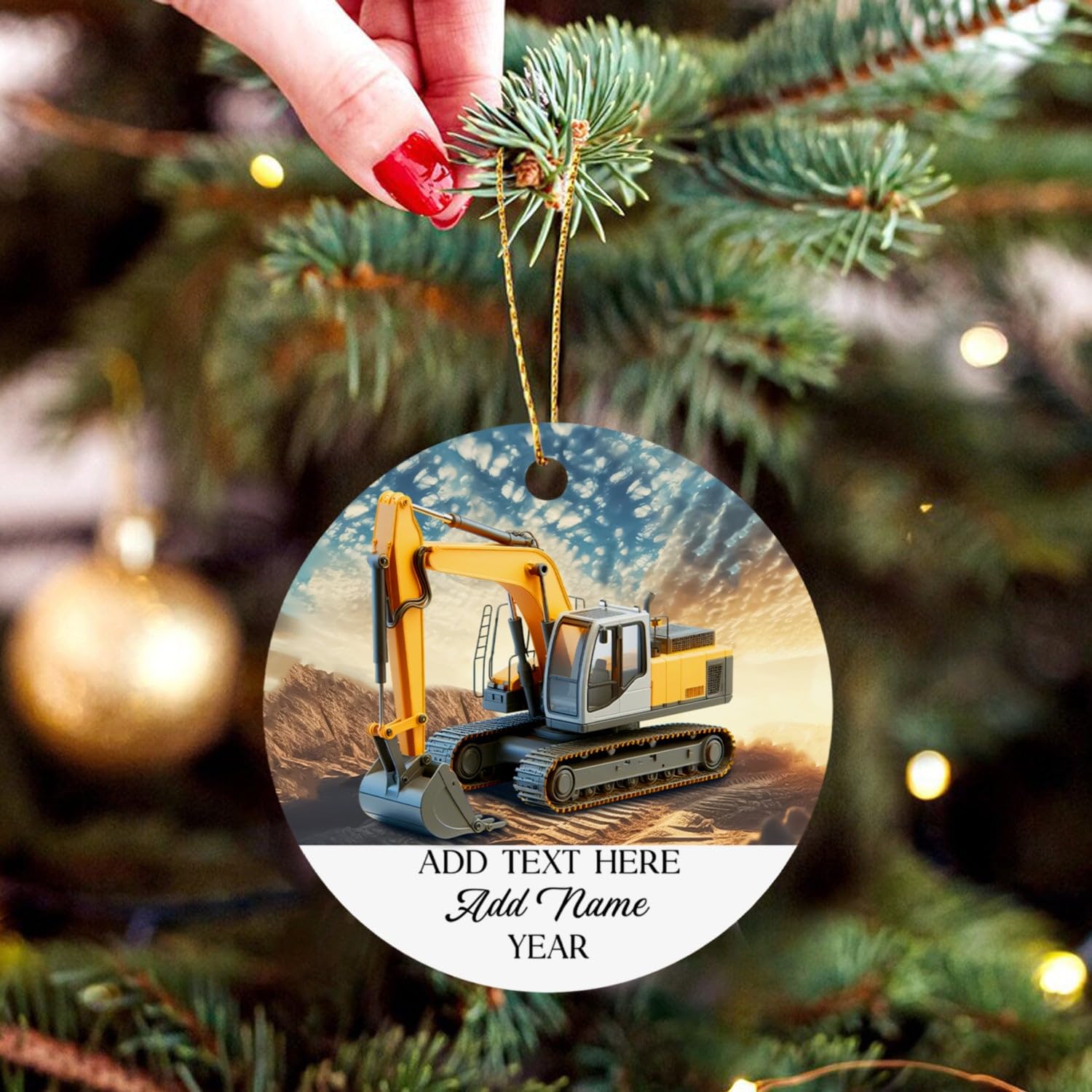 Excavator Ornament for Xmas, Personalized Excavator Truck Christmas 2025 Ornaments, Excavator Driver Gift for Construction Worke