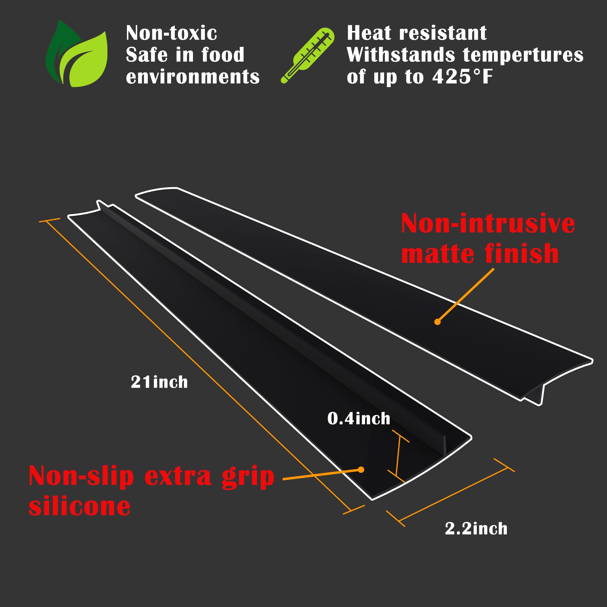 Silicone Stove Counter Gap Cover 21'' By Kindga, Easy Clean Gap Filler Sealing Spills Between Kitchen Counter, Appliances,Stovet