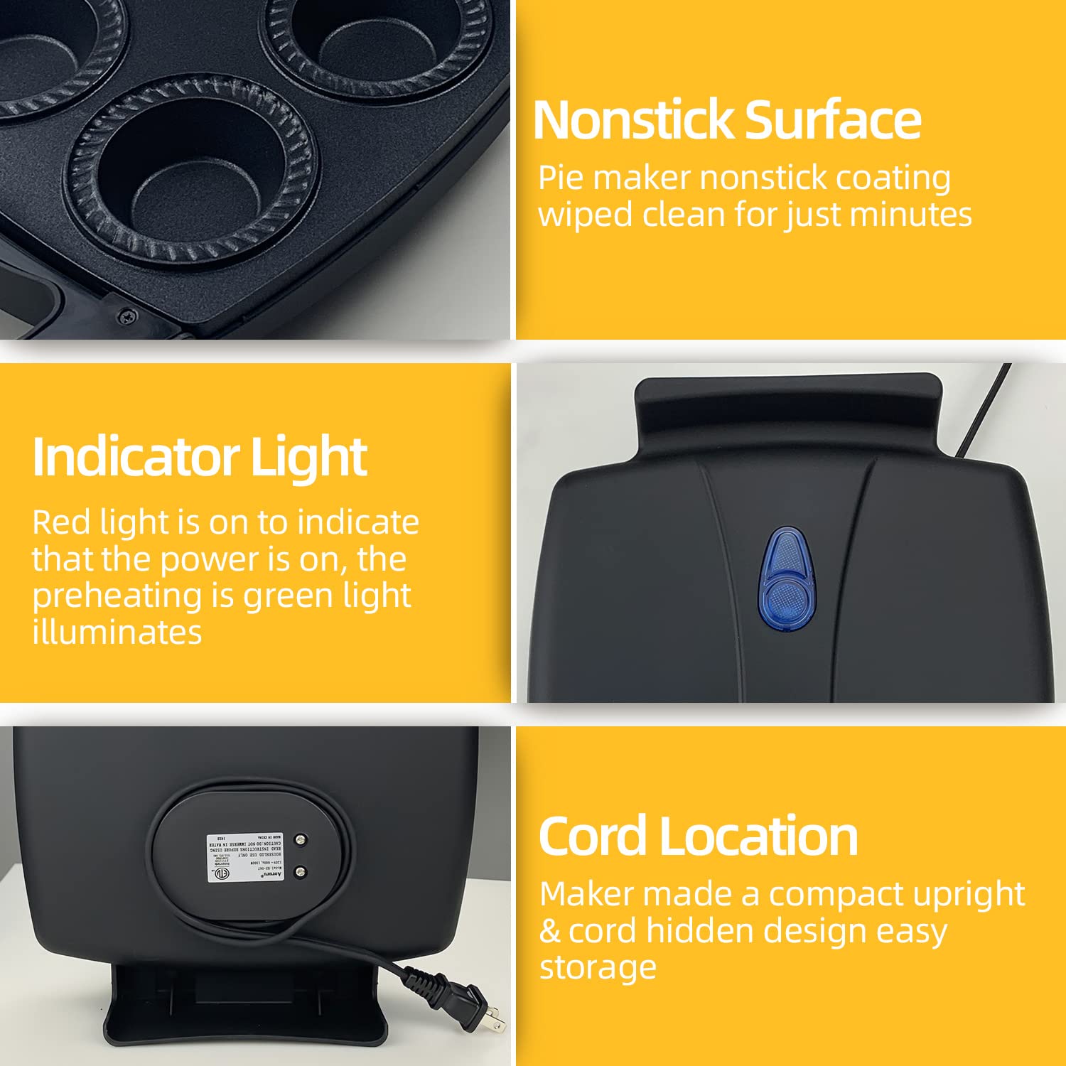 Aoruru Electric Pie Maker - Versatile Quiche Maker, Durable Plastic, Ideal for Quick & Easy Baking