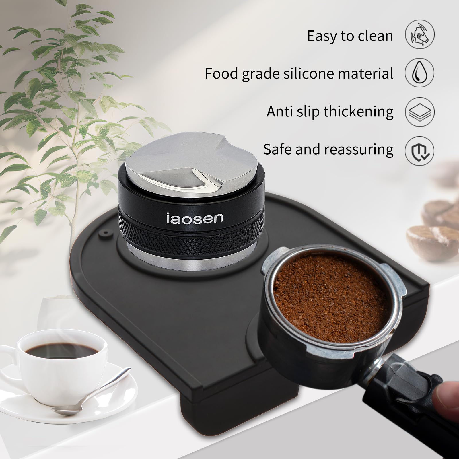 Iaosen Knock Box Large Capacity Design Espresso Knock Box Tamping Mat Espresso Machine Accessories Set Of 2 With Removable Knock