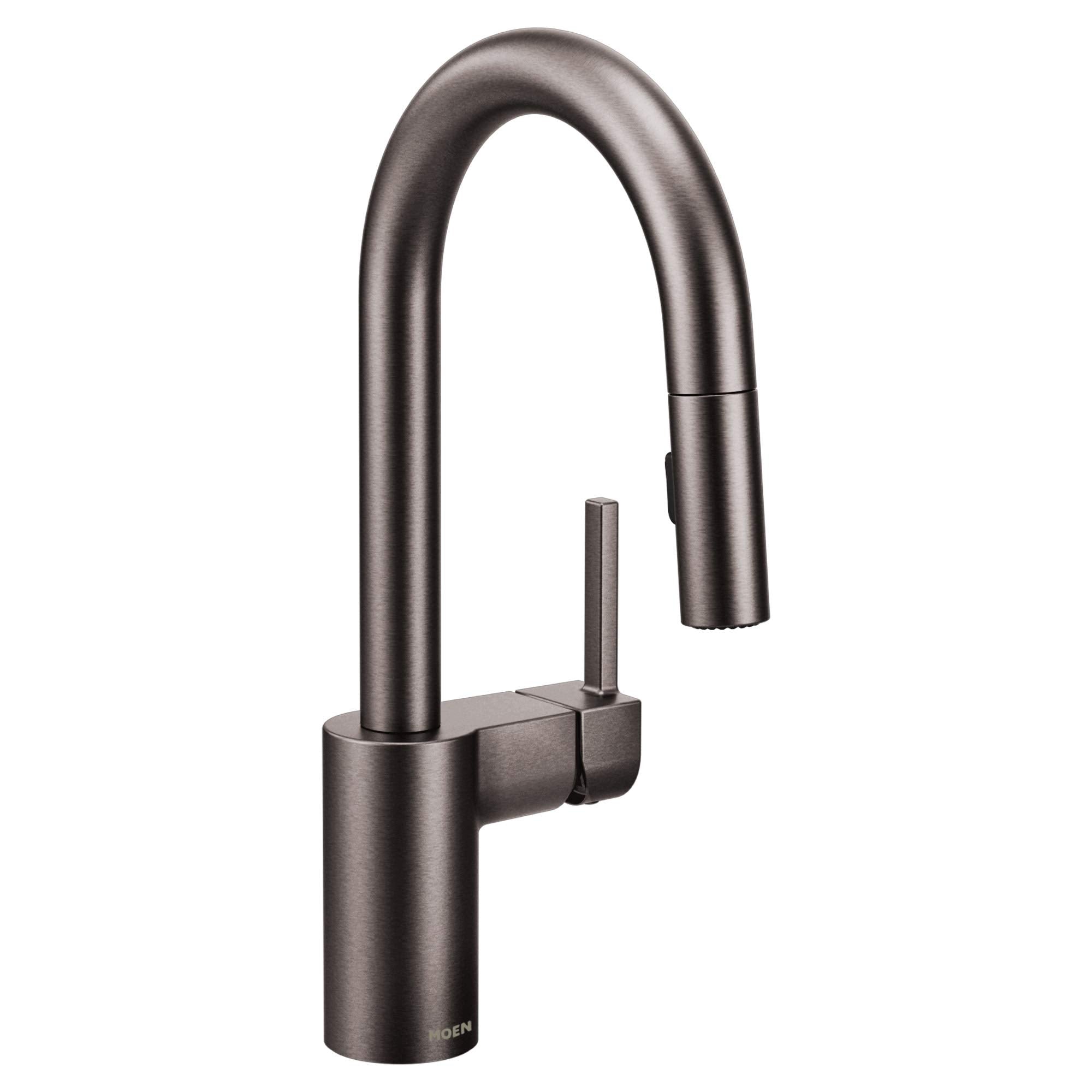 Moen 5965BLS Align One-Handle Pulldown Modern Bar Faucet with Power Clean featuring Reflex, Black Stainless