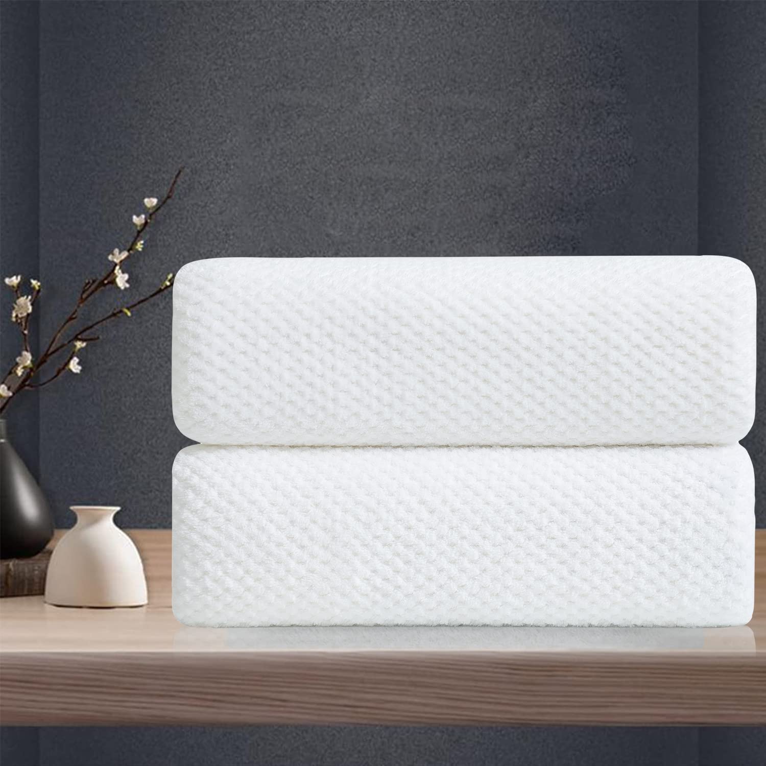 White Hand Towels Set 2 Pack-16?31?Ultra Soft Microfibers Bathroom Towel Set Highly Absorbent Quick Dry Luxury Premium Towel Lig