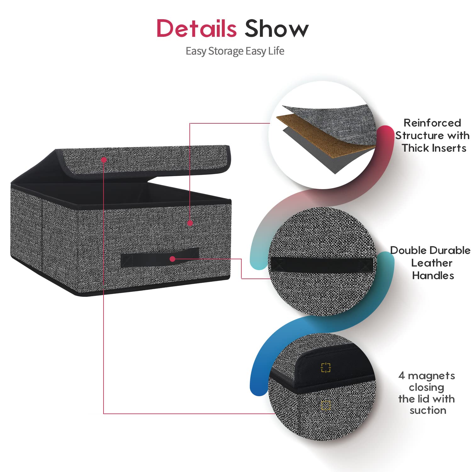 Onlyeasy Foldable Storage Bins Cubes Boxes With Lid - Storage Box Cube Cubby Basket Closet Organizer Pack Of Two With Leather Ha