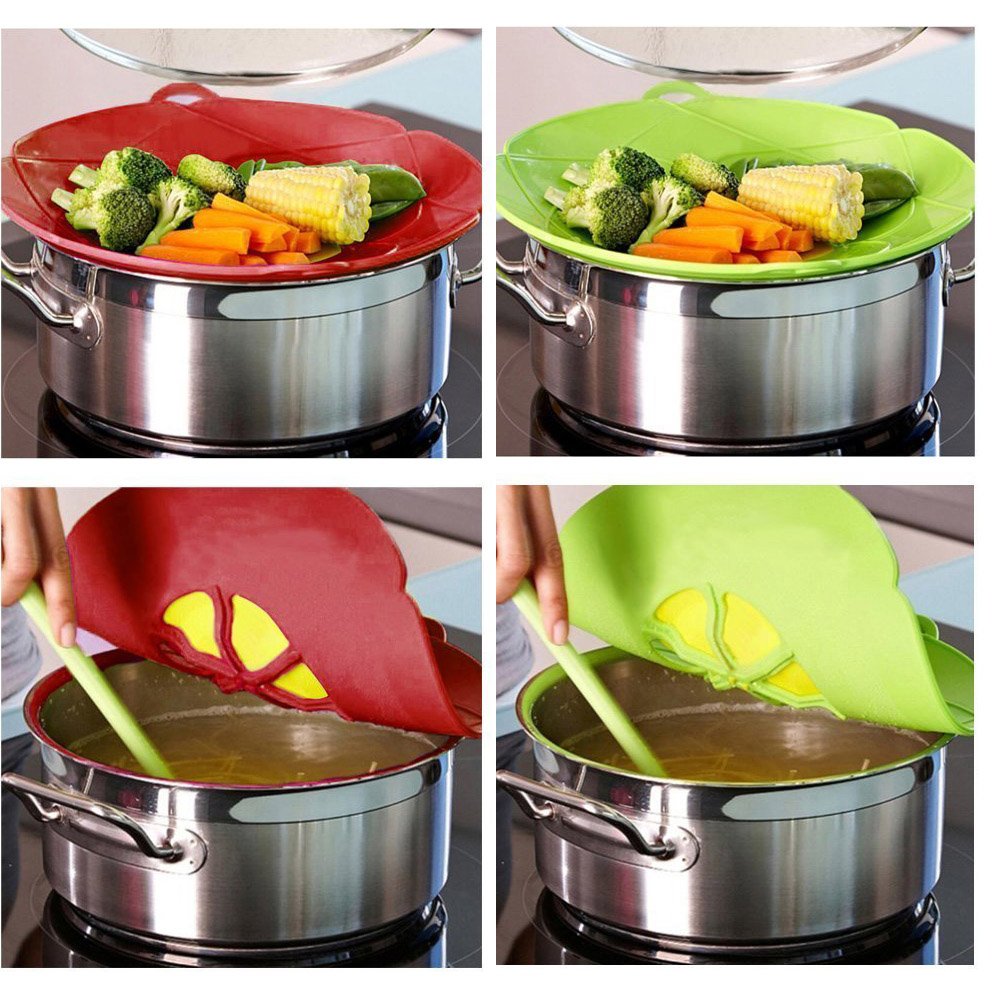 Oysir 2Pcs Spill Stopper Lid Cover, Boil Over Safeguard, 10.2 Inch Silicone Spill Stopper Pot Pan Lid, Multi-Function Cooking To