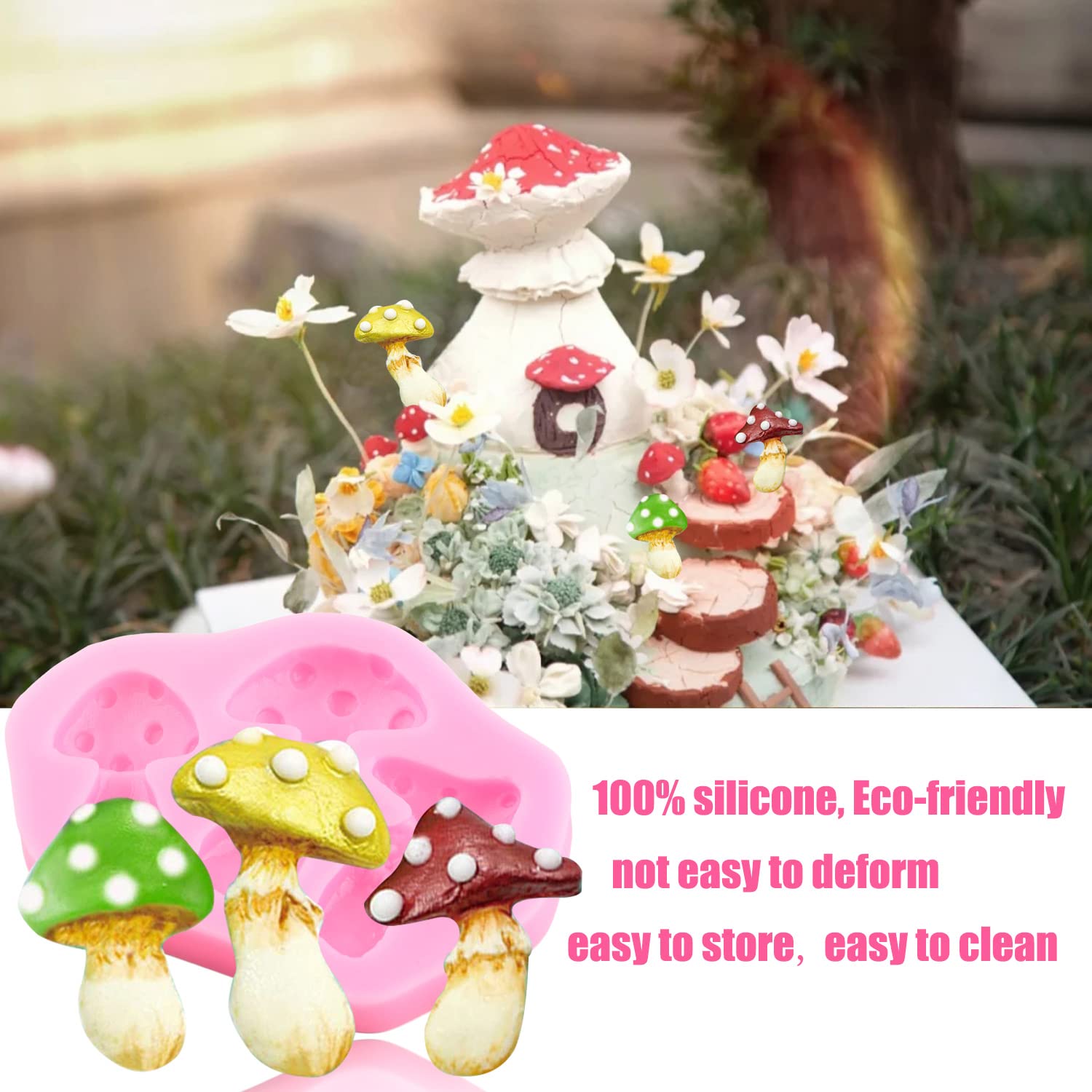 Mujiang Mushroom Silicone Mold Mushroom Vegetable Fondant Candy Molds For Cake Decorating Cupcake Topper Chocolate Polymer Clay