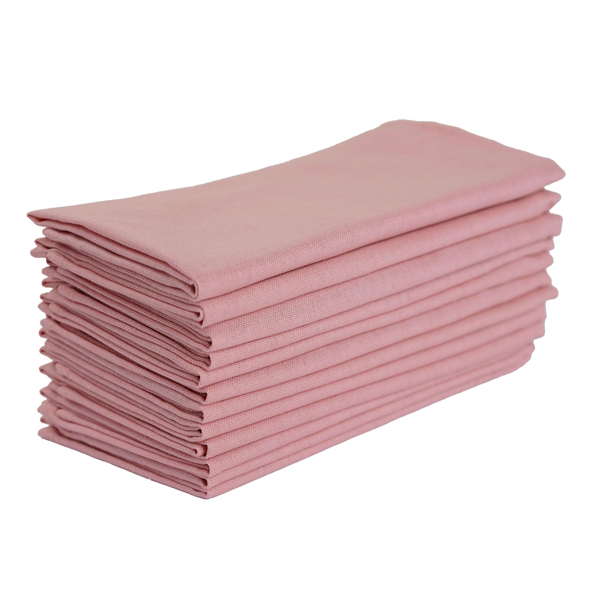 Infei Solid Color Linen Blended Thin Dinner Cloth Napkins - Set Of 12 (40 X 40 Cm) - For Wedding Parties Events & Home Use (Blus