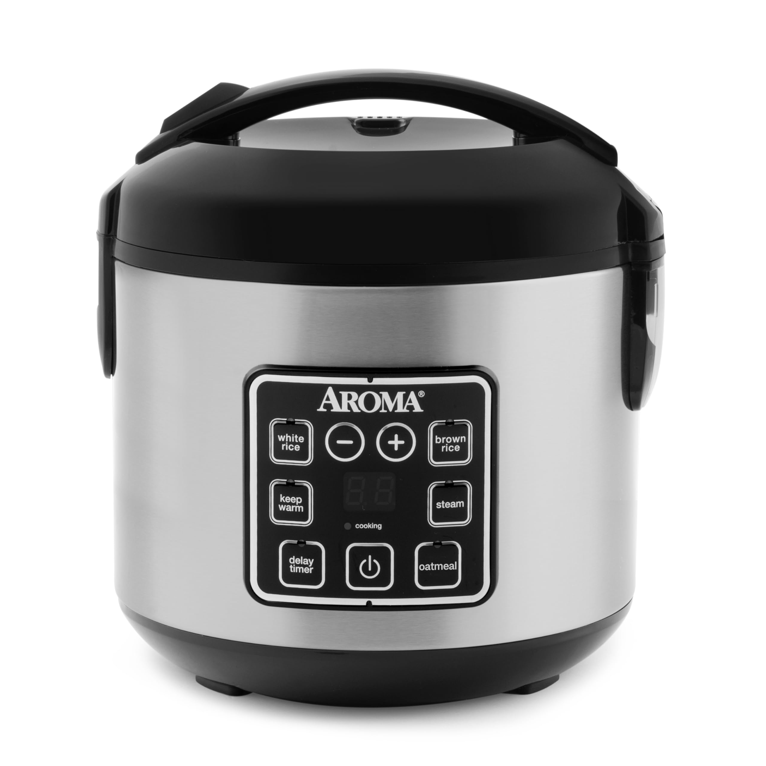 AROMA 8-Cup (Cooked) / 2 Qt. Digital Rice & Grain Multicooker, Durable Nonstick Inner Pot, Oatmeal, Steam, White & Brown Rice, K