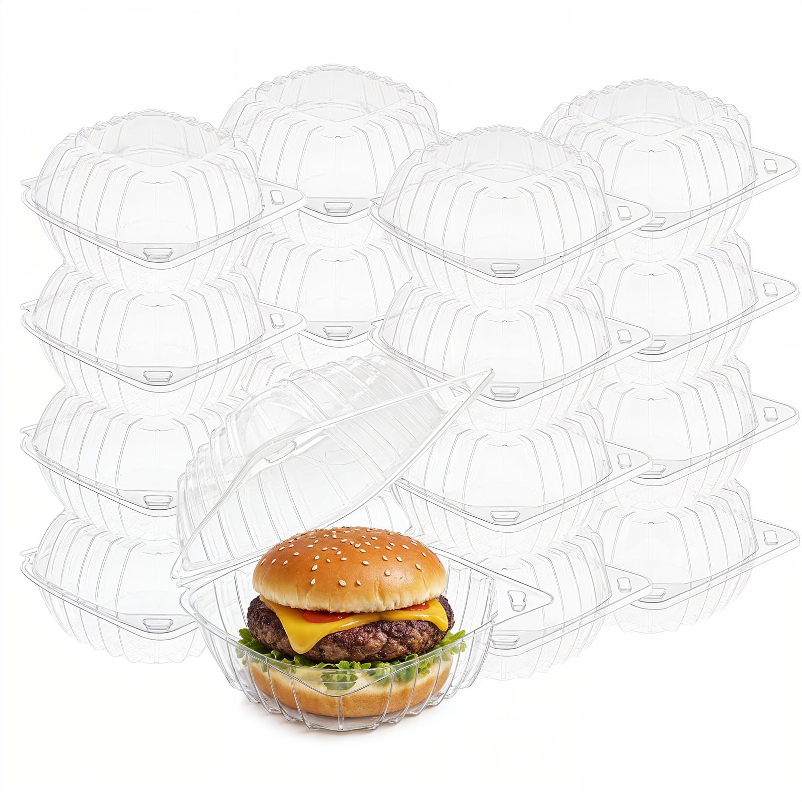 zisiueel 150 Pack Clear Thickening Plastic Hinged Take Out Containers Disposable Clamshell Food Cake Containers with Lids 5.9 x 