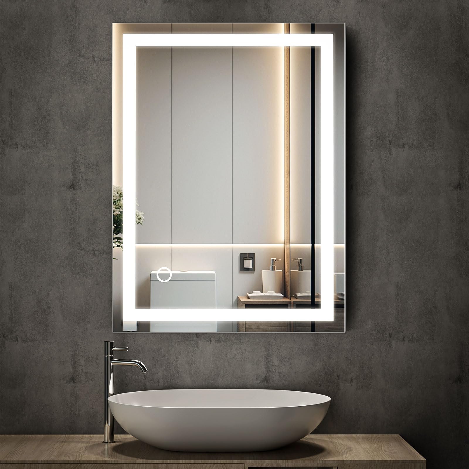 Speculux Led Bathroom Mirror With Lights 24'' X 32'', Bathroom Vanity Mirrors Wall Mounted, 3 Color Modes Dimmable Smart Touch F