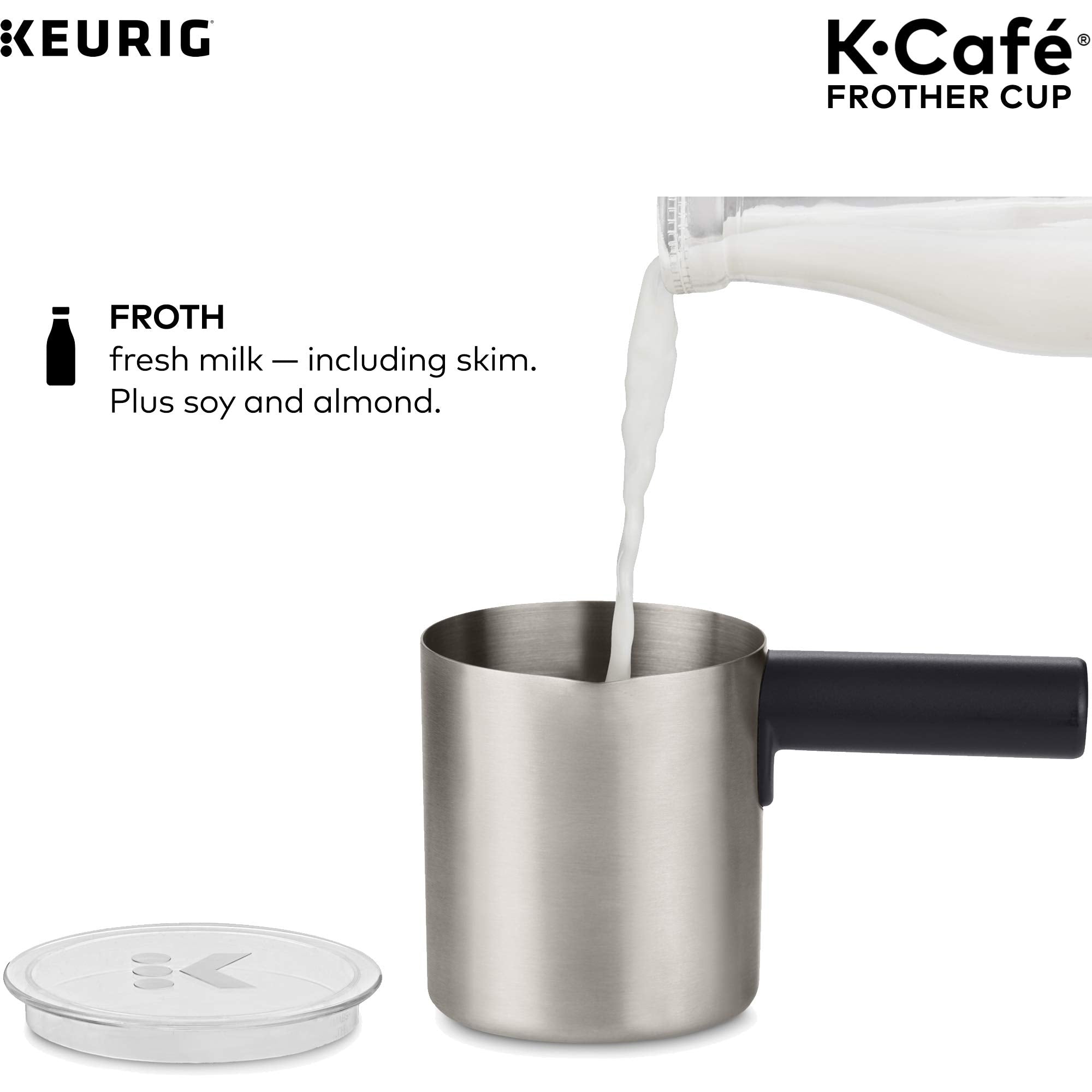 Keurig Works Non-Dairy Milk, Hot And Cold Frothing, Compatible K-Caf   Coffee Makers Only,34 Ounce, Charcoal Frother