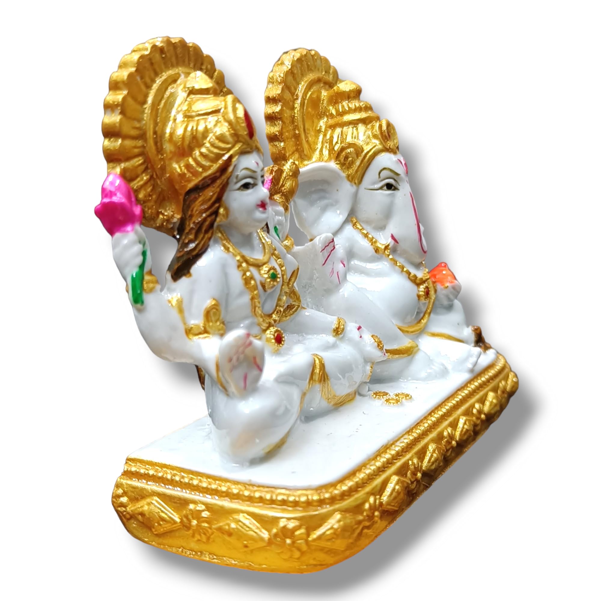 Avg Artistry-Laxmi Ganesh With Single Standy Idol For Car Dashboard & Gift Purpose