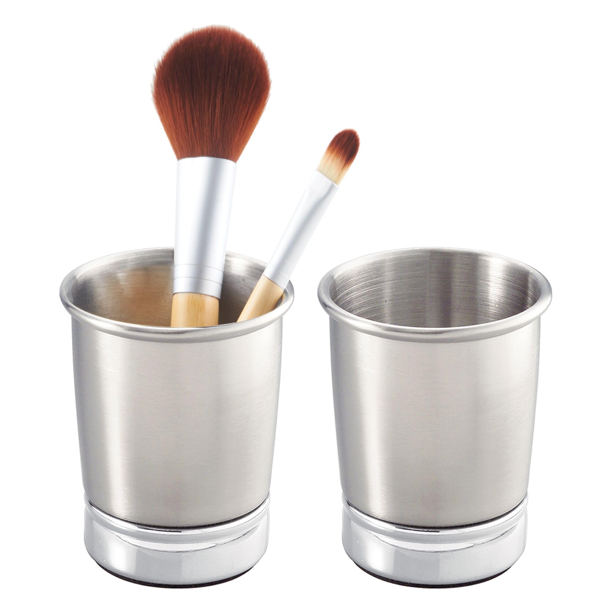 iDesign Stainless Steel Bathroom Countertop or Vanity Storage-Set of 2-Split Finish Tumbler