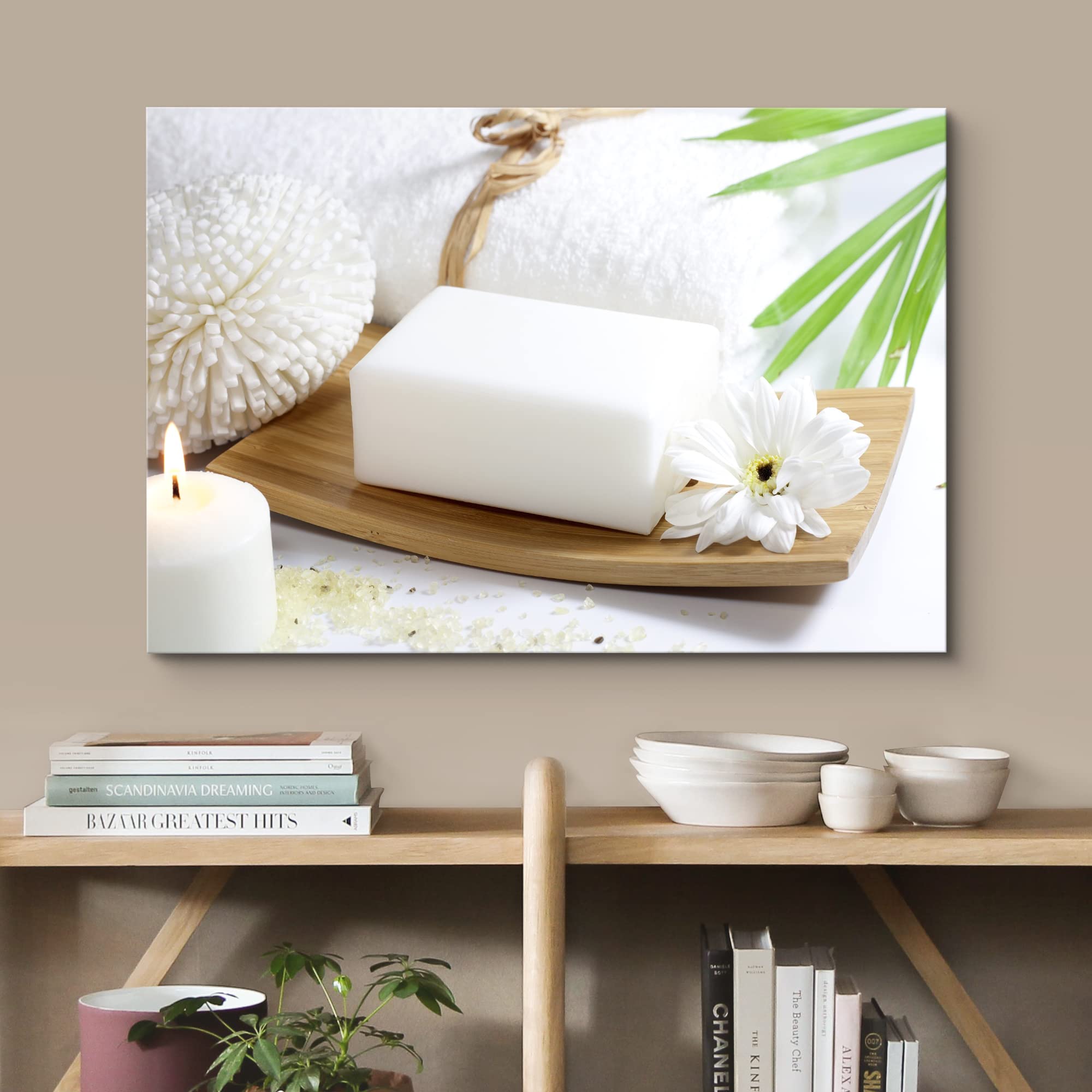 Wall26 Canvas Print Wall Art White Soap And Lily At The Spa Nature Wilderness Photography Realism Rustic Scenic Relax/Calm Multi