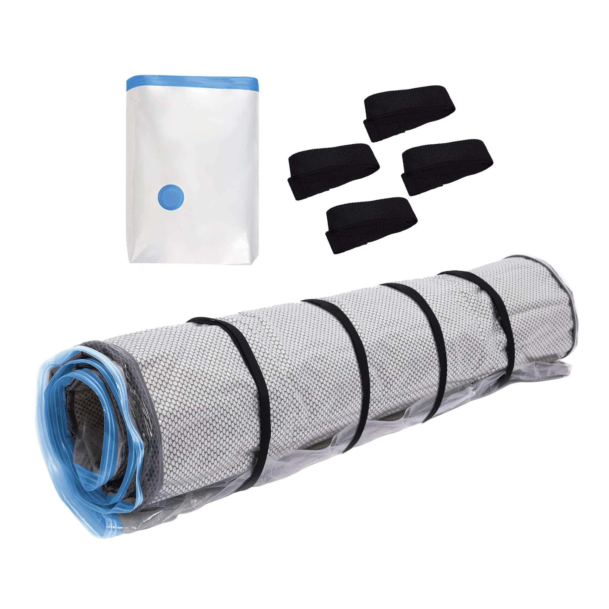 Twin/Twin-Xl Foam Mattress Vacuum Bag With Blue Zipper, Vacuum Seal Mattress Bag, Straps Included