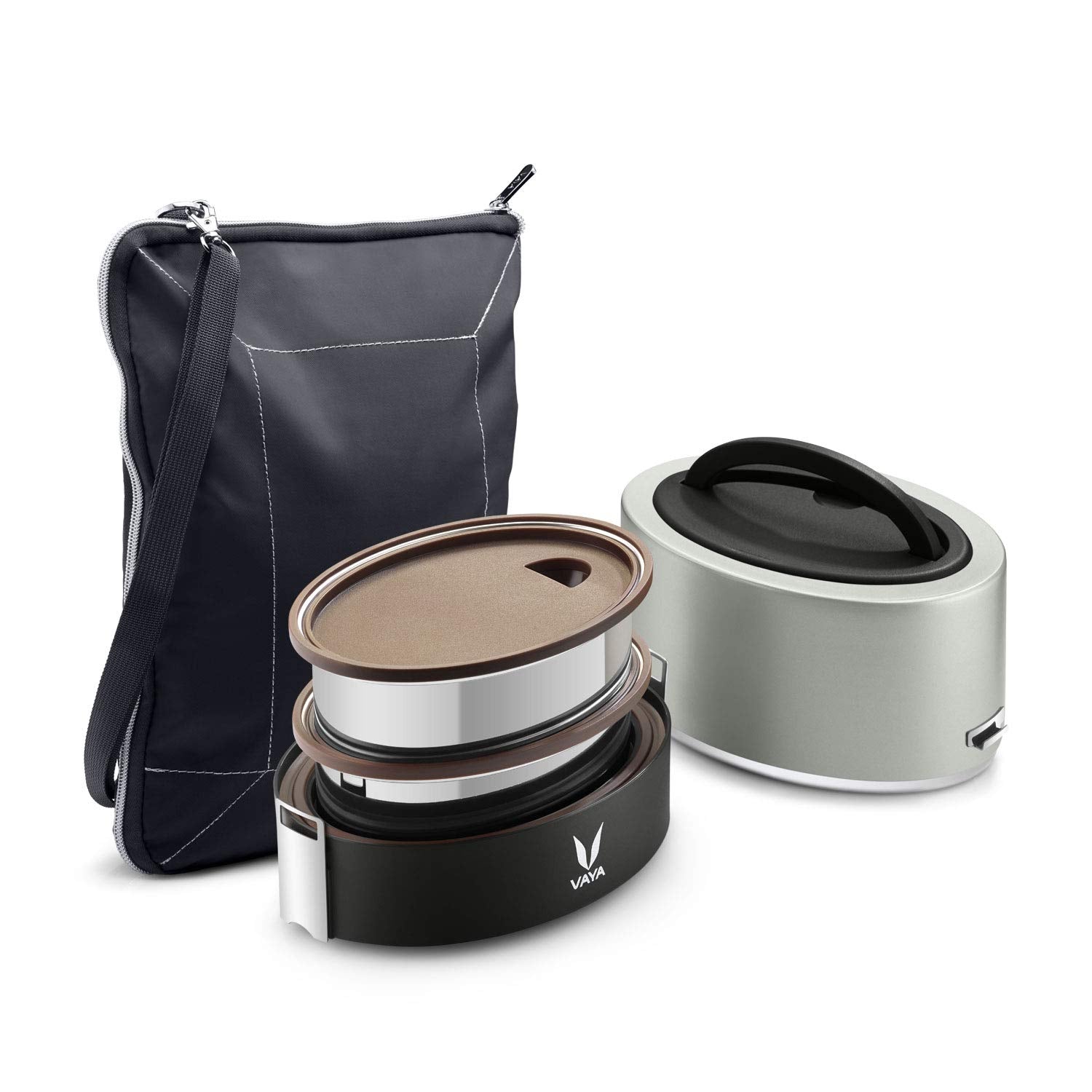 Vaya Tyffyn Lunch Box For Kids For School, Polished Stainless Steel Tiffin Box With Bagmat, 600Ml Insulated Tiffin Box For Offic