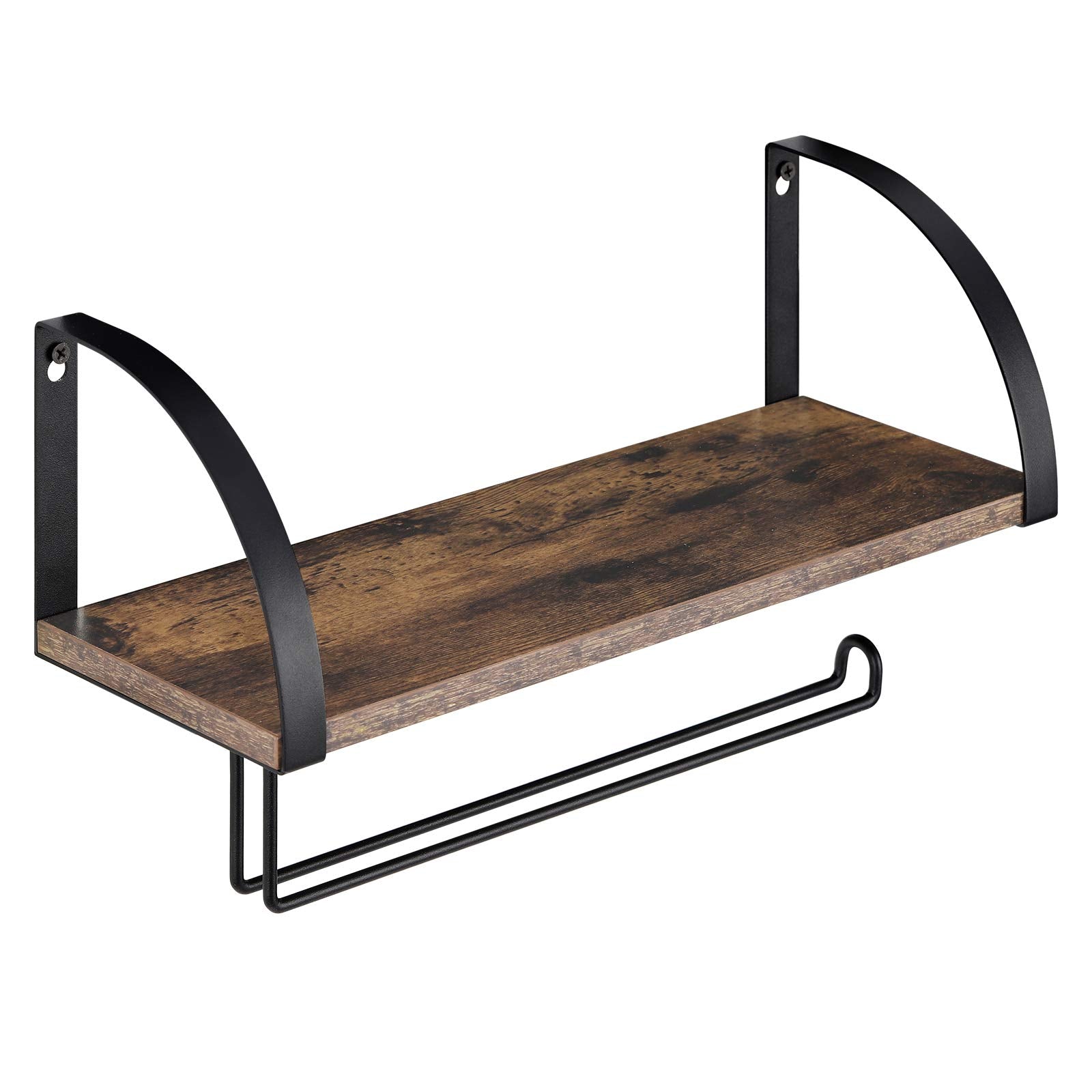 BTY Paper Towel Holder with Shelf, Vintage Farmhouse Wall Mounted Paper Towel Holder Under Cabinet Spice Rack for Kitchen, Bathr