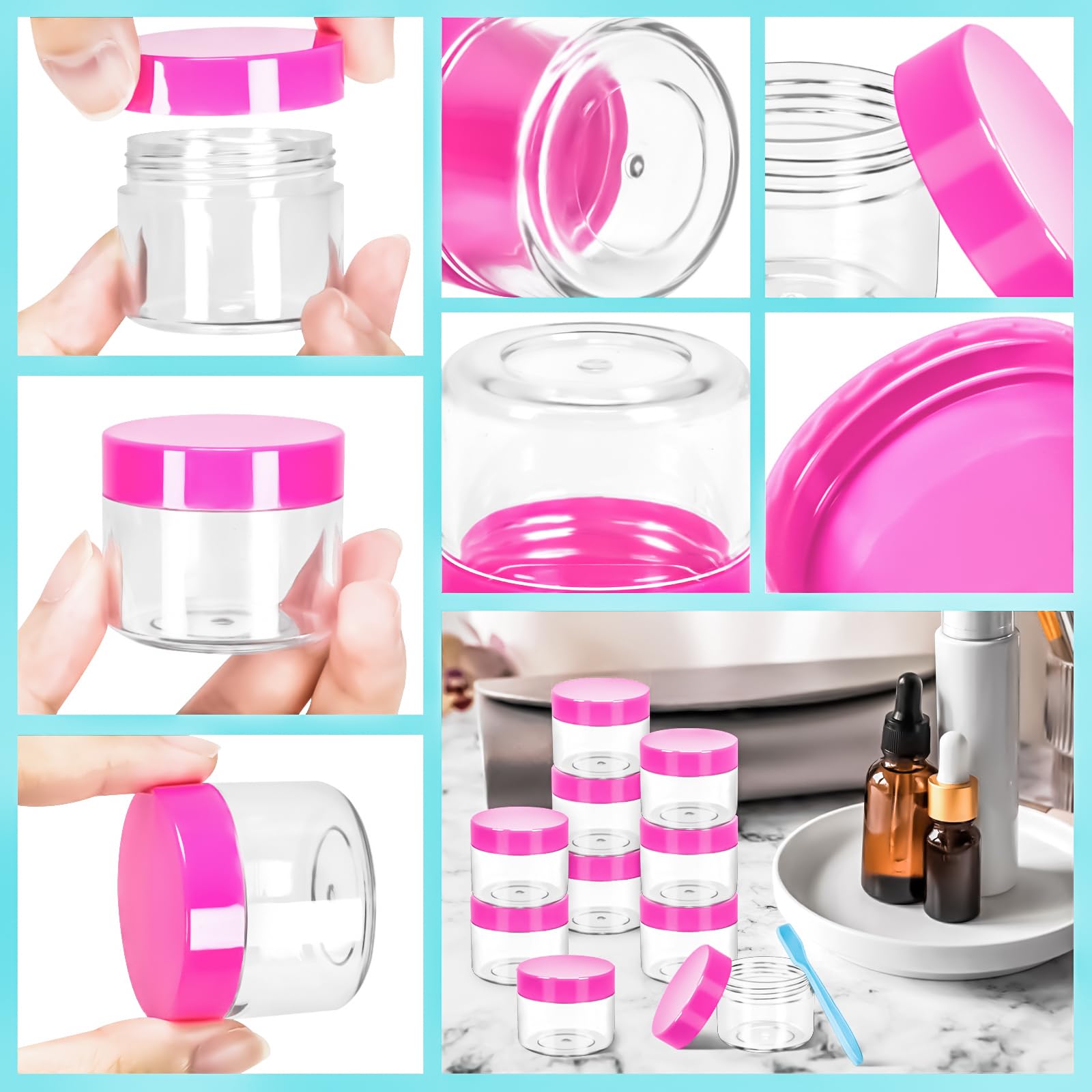 Motbach 35Pack 20G Small Plastic Cosmetic Containers With Lids, 0.7Oz Plastic Makeup Containers Jars With Spatulas, 20Ml Sample