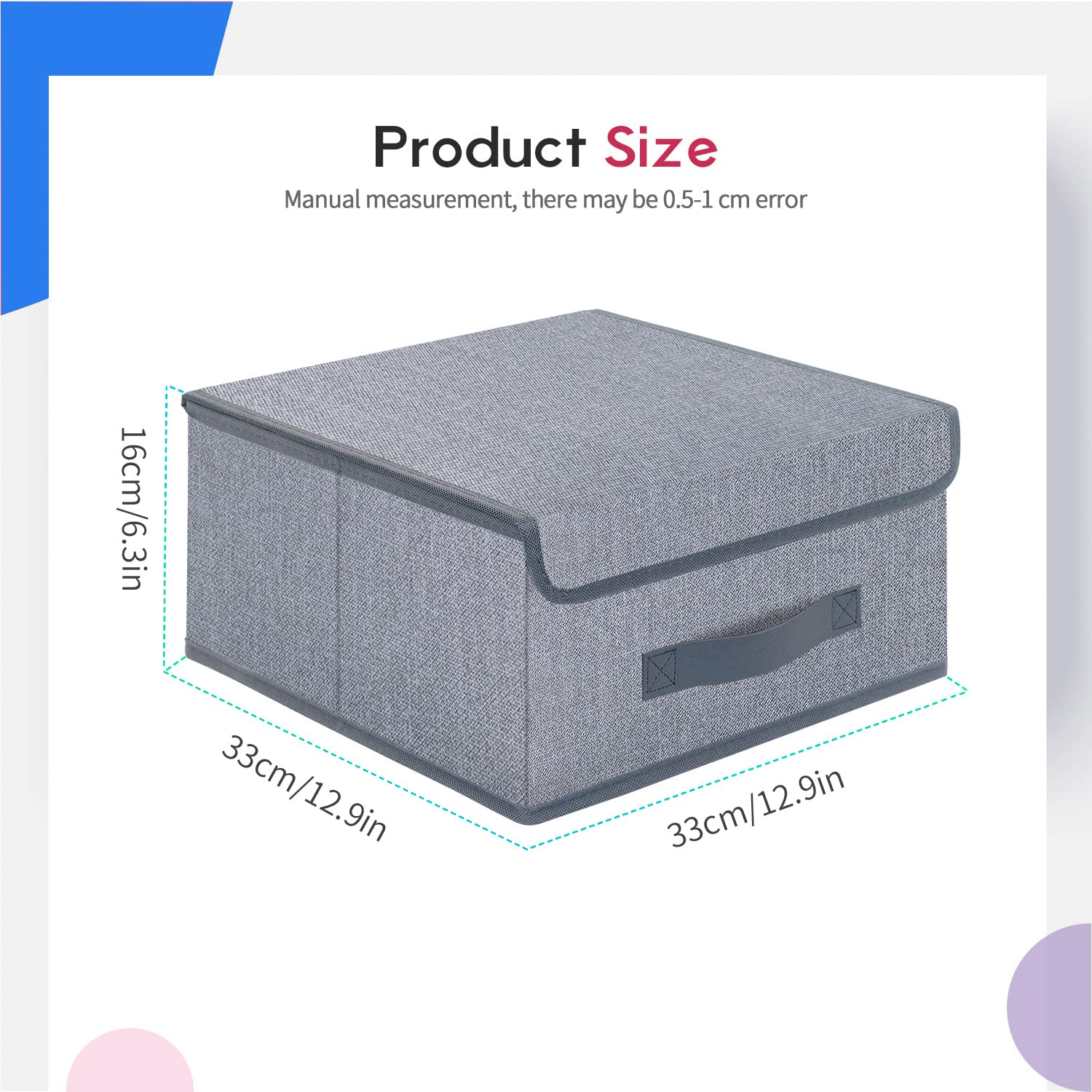 Onlyeasy Foldable Storage Bins Cubes Boxes With Lid - Storage Box Cube Cubby Basket Closet Organizer Pack Of 2 With Leather Hand