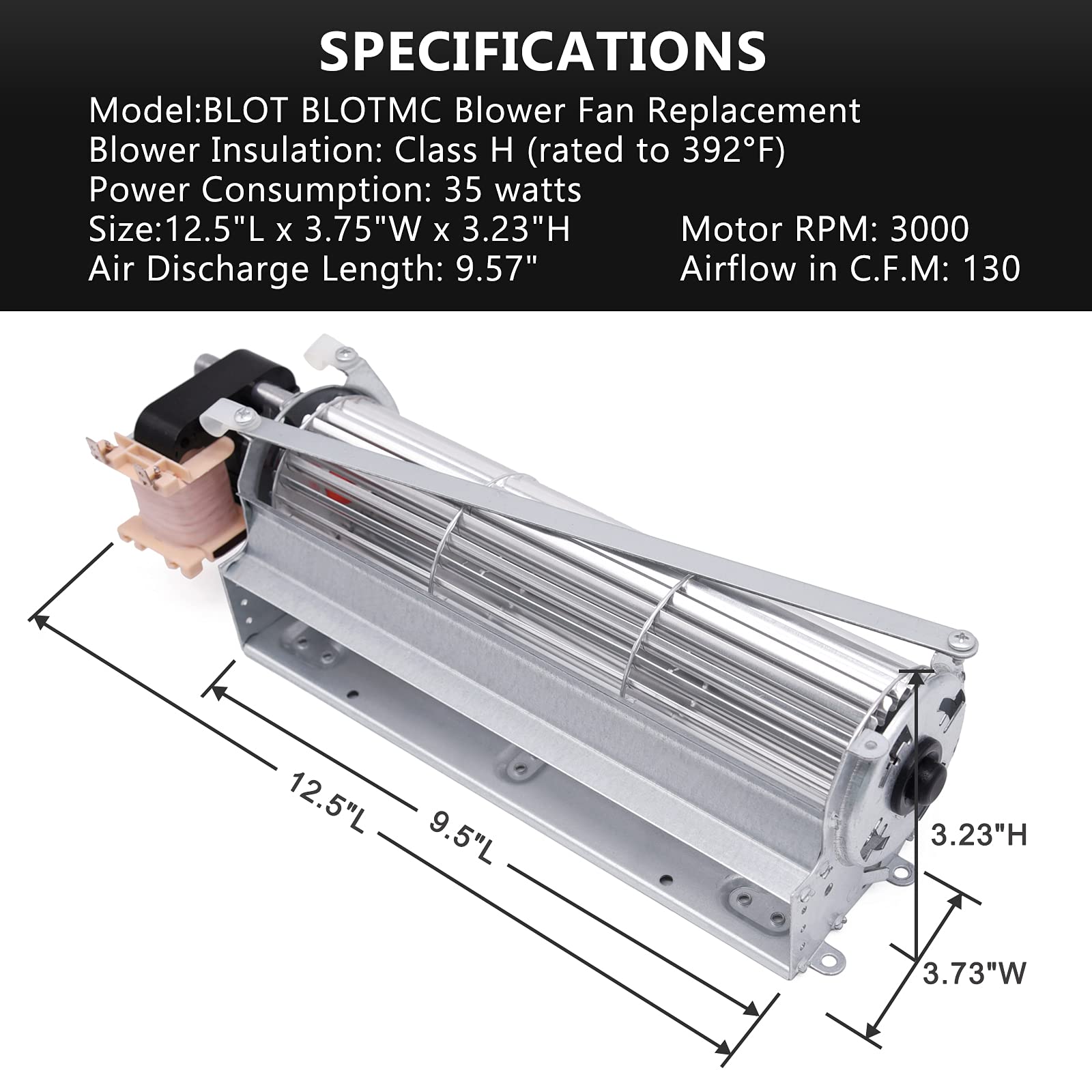 Criditpid BLOT BLOTMC Fireplace Blower Kit for Monessen, Majestic, Martin, Vermont Castings, Fireplace Blower Fan Replacement fo