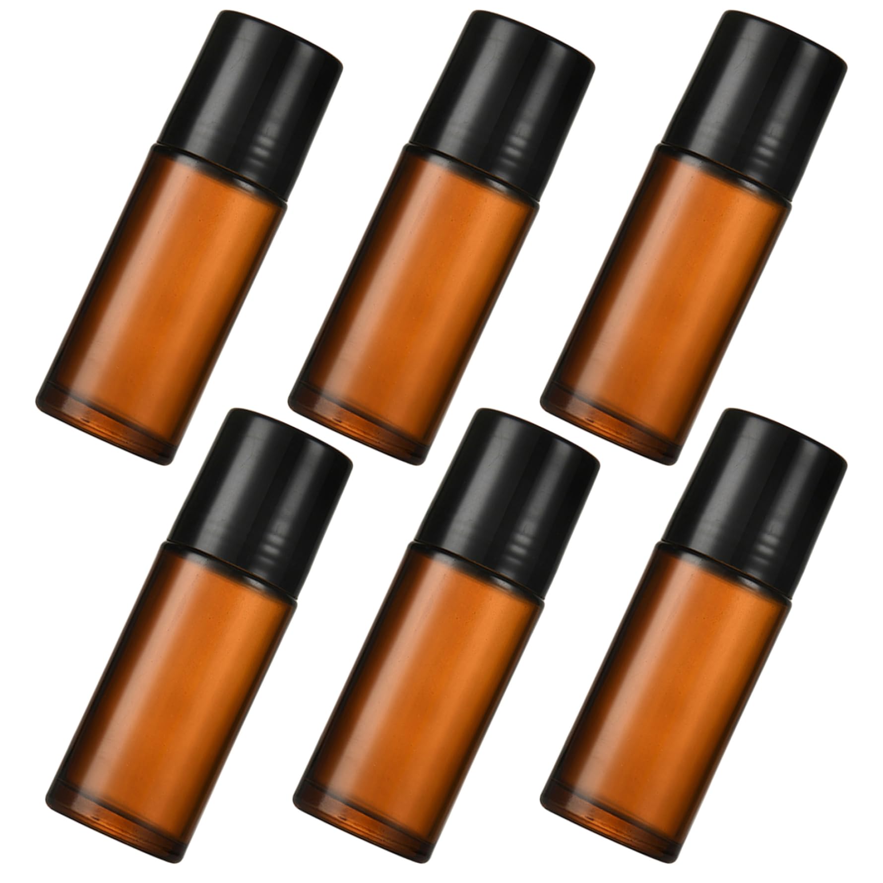 Striegro 6PCS Roll on Bottles, 50ml Brown Glass Roller Bottles for Oils, Refillable Empty Roller Ball Applicator for Essential O