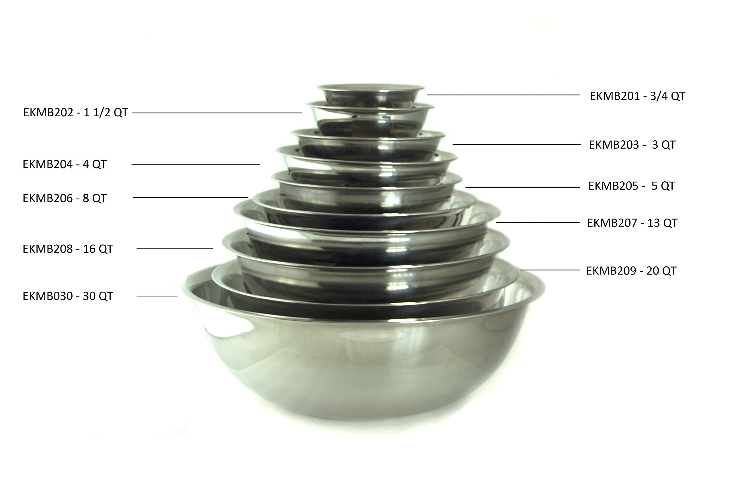Excellante Mixing Bowl, Heavy Duty, Stainless Steel, 22 Gauge, 8 Quart, 0.8 Mm