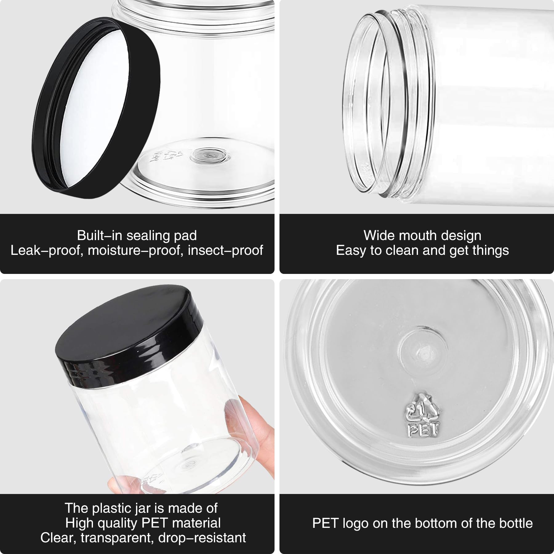 Plastic Jars With Lids 8Oz 36Pcs,Small Cosmetic Slime Containers Clear Travel Round Jars Empty Refillable Sample Containers Leak