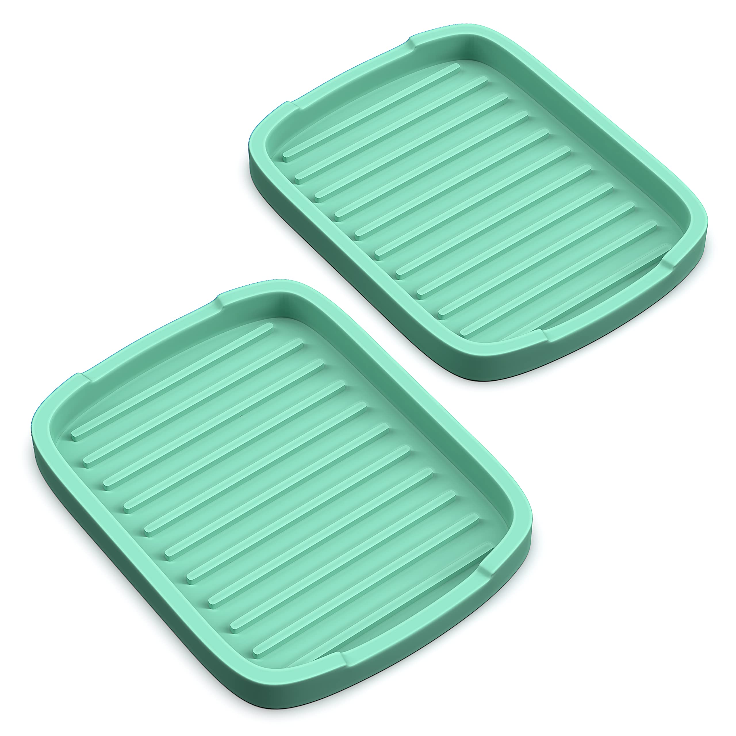 Zappoware Silicone Sponge Holder -Soap Tray - 5.9'' X 4.33'' Set -2Pcs (Light Green)