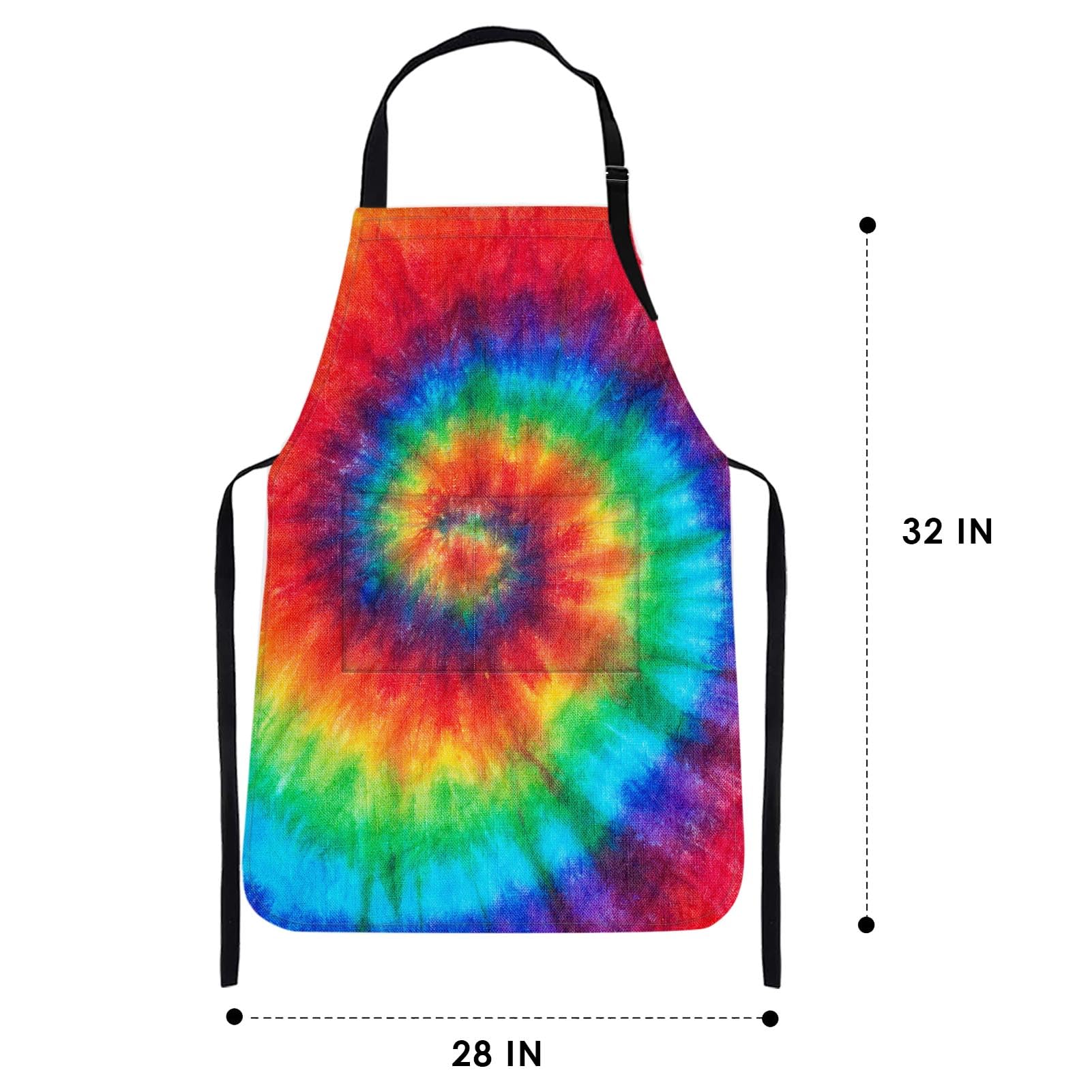 Britimes Apron Home Kitchen Cooking Baking Gardening For Women Men With Pockets Tie Dye 32X28 Inch