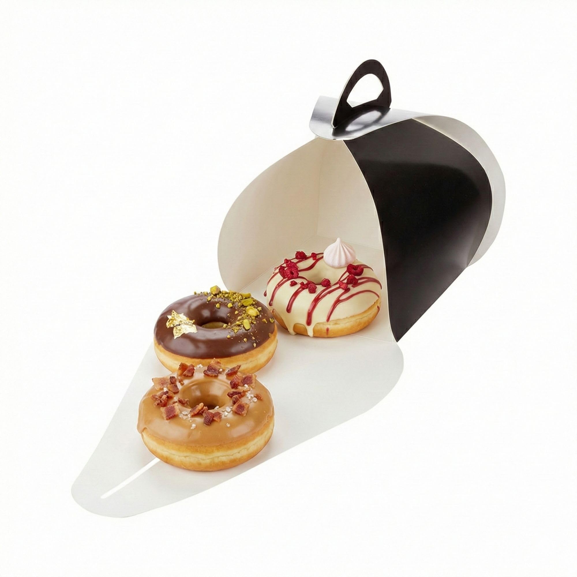 Restaurantware Ingenero 6.5 Inch Cake Boxes With Handles 100 Built-In Handle Lunch Boxes - Grease-Resistant Lining For Desserts 