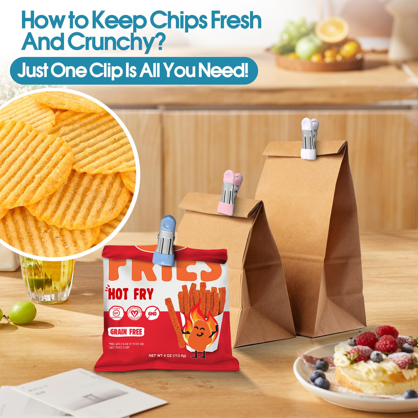 Clothes Pins Heavy Duty 30 Pack - 2.17 Inch Metal Chip Clips, Clothespins For Photo Drying Clothesline Laundry Sock, Bag Clips F