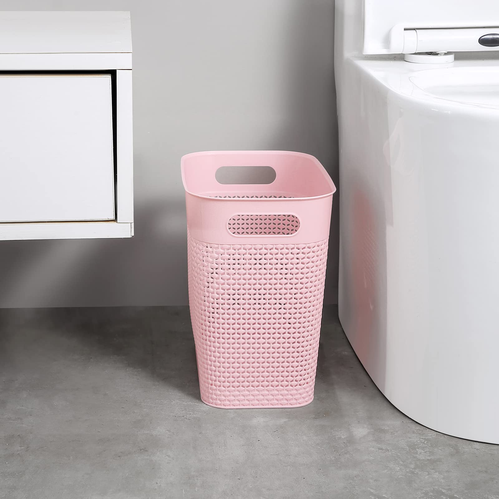 Uujoly Plastic Trash Can Wastebasket, Garbage Container Basket For Bathrooms, Kitchens, Offices, Kids Rooms (Pink, 3 Gallon), 1