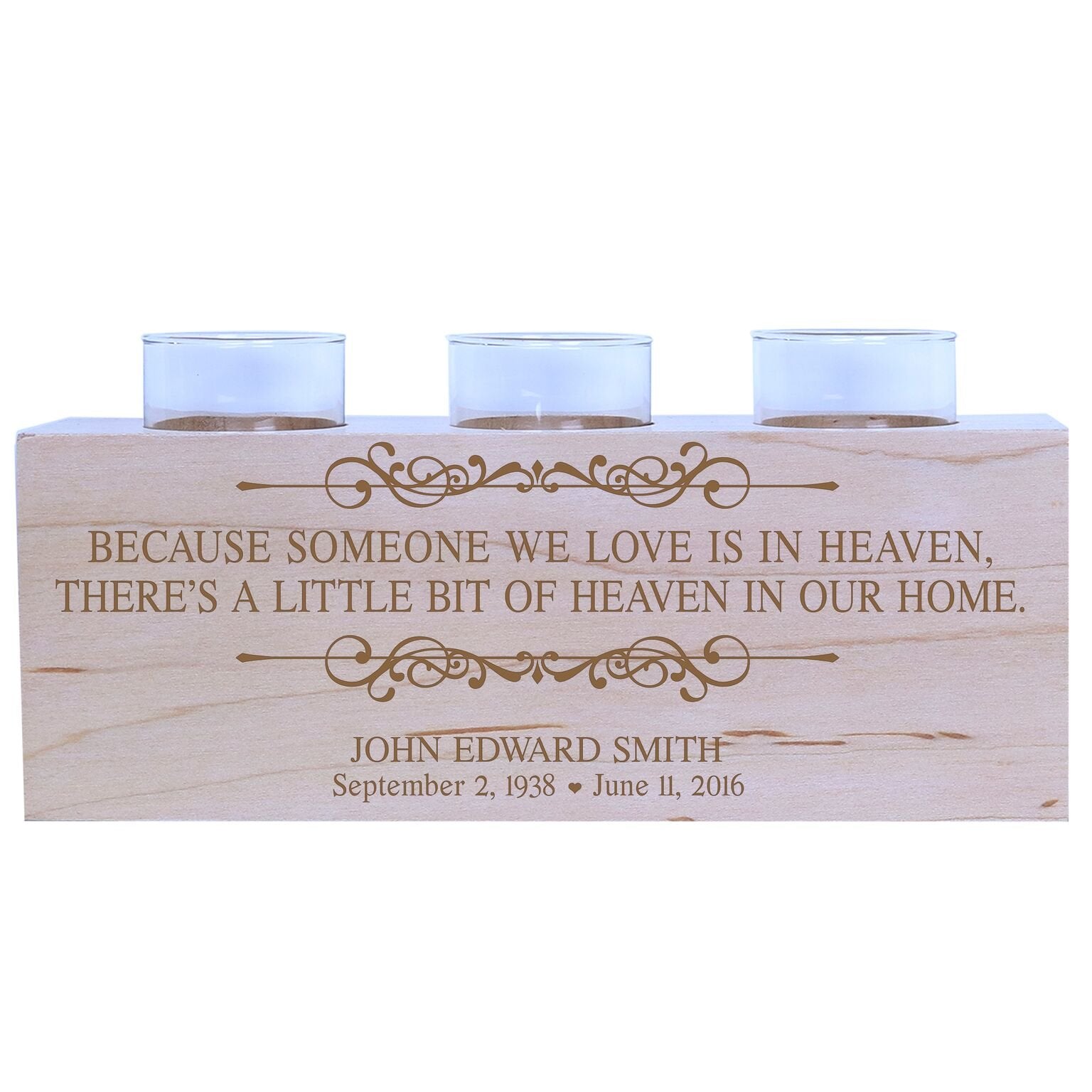 Lifesong Milestones Personalized 3 Votive Tealight Candle Holder Because Someone We Love Bereavement Sympathy Gift for Loss of L