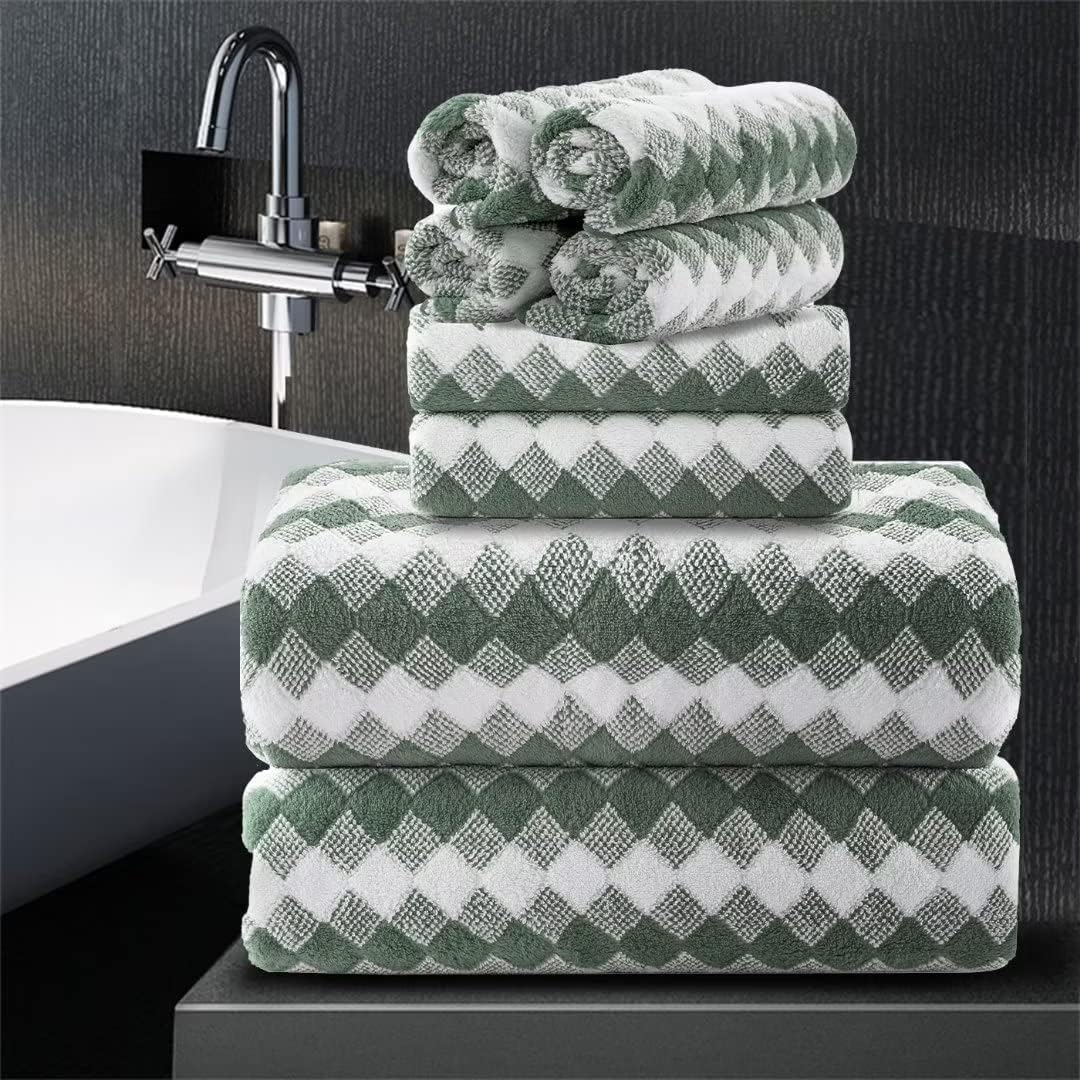 8 Piece Bathroom Towel Set Green |2 Oversized Large Bath Towels Sheet,2 Hand Towels And 4 Washcloths| 600Gsm Ultra Soft Luxury P
