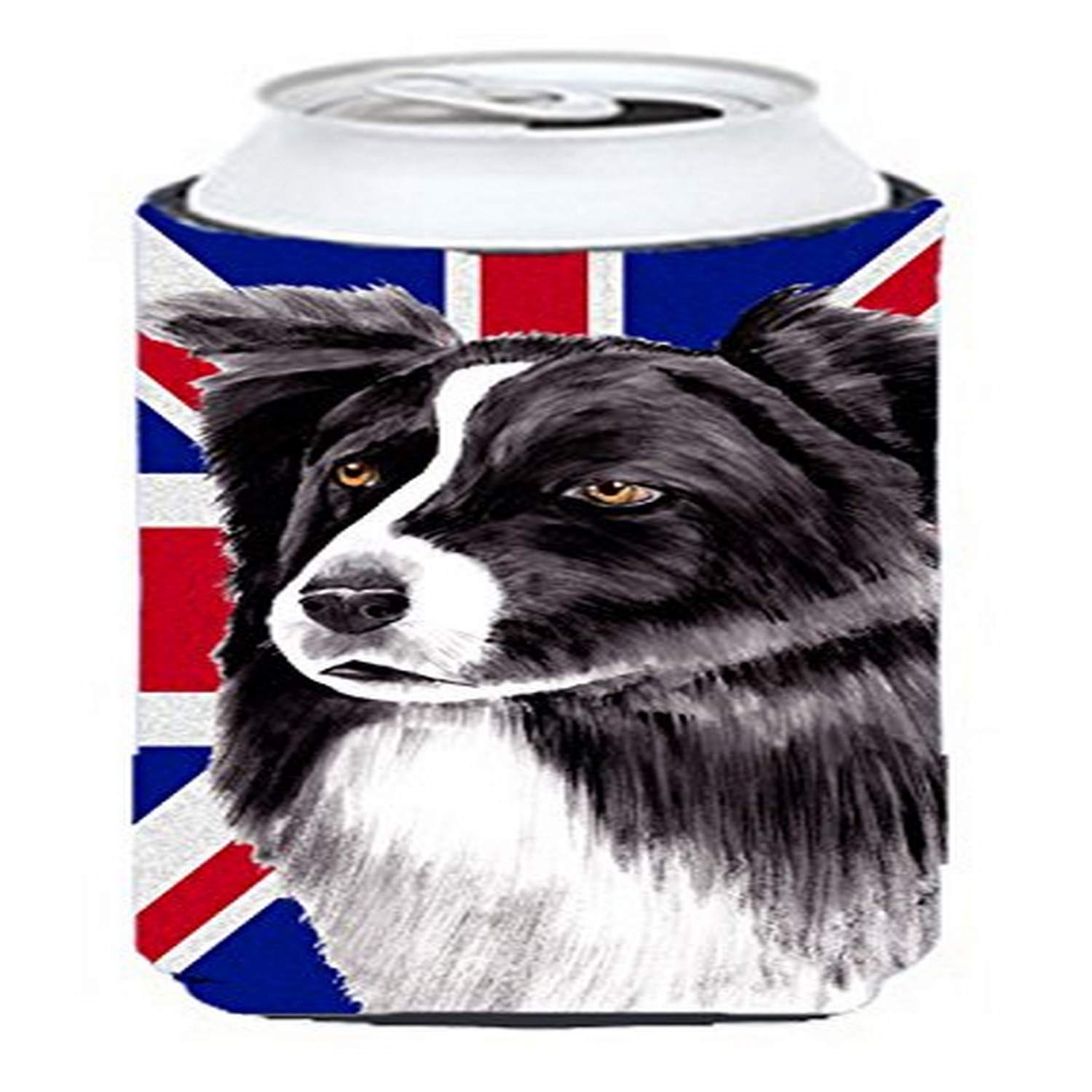 Border Collie with English Union Jack British Flag Tall Boy Beverage Insulator Hugger SC9824TBC