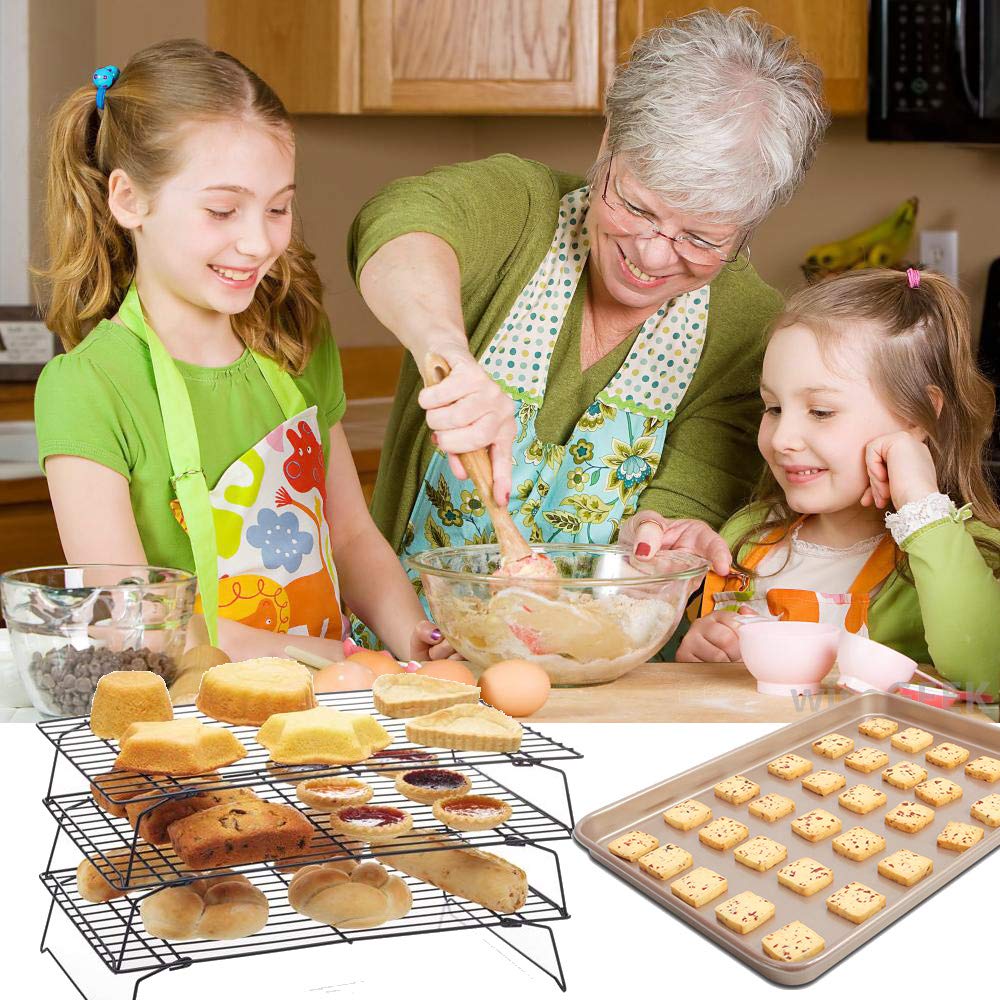 Tier Cooling Rack, Stackable Baking Rack Shelf, Kitchen Cookie Cooling Rack Baking Supplies For Bread Cake Biscuits And More (3-