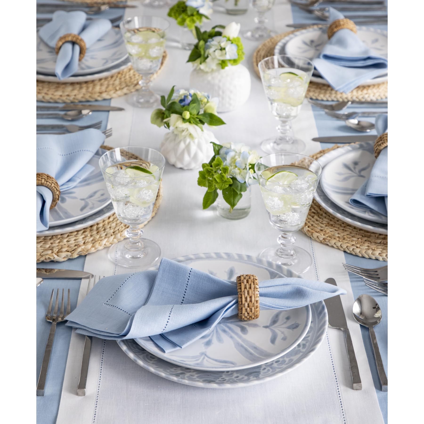 Solino Home Linen White Table Runner 120 Inches Long - 100% Pure Linen Classic Hemstitch Dining Table Runner 14 X 120 Inch Ideal