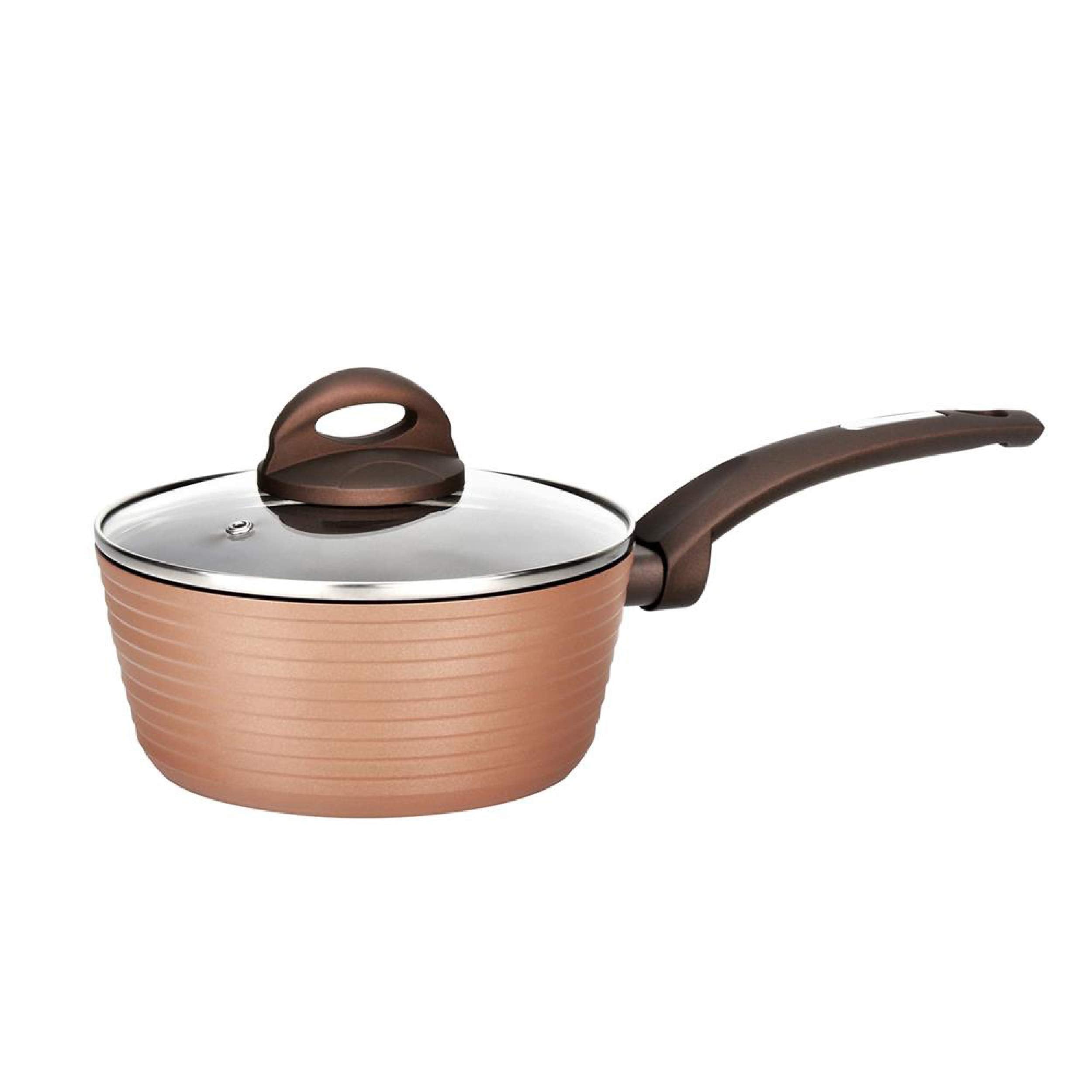 NutriChef Saucepan Pot with Lid  NonStick Stylish Kitchen Cookware with Coffee Inside and Brown Outside (Works with Model: NCC